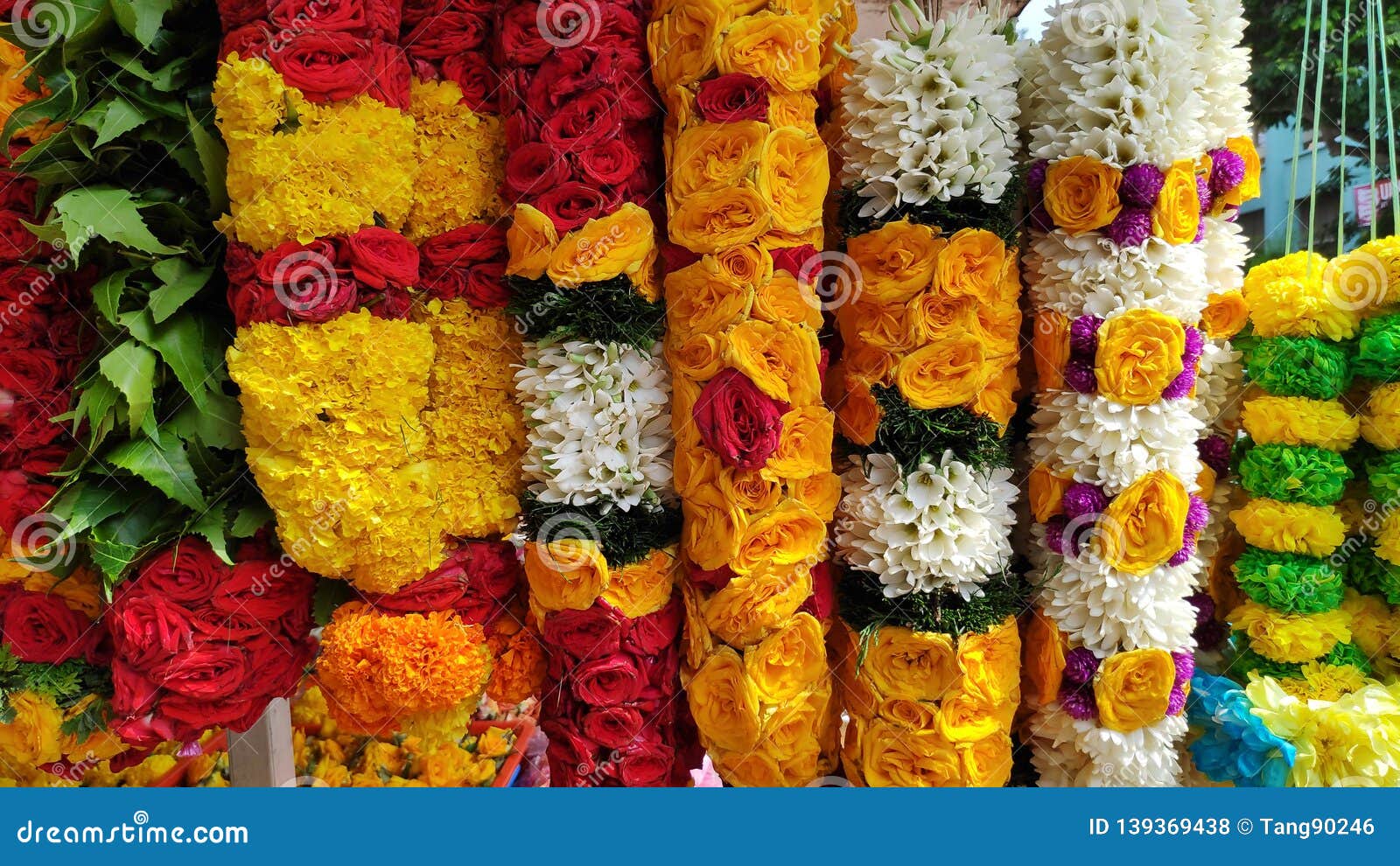 Indian Colorful Flower on Street Market in Singapore Stock Photo ...