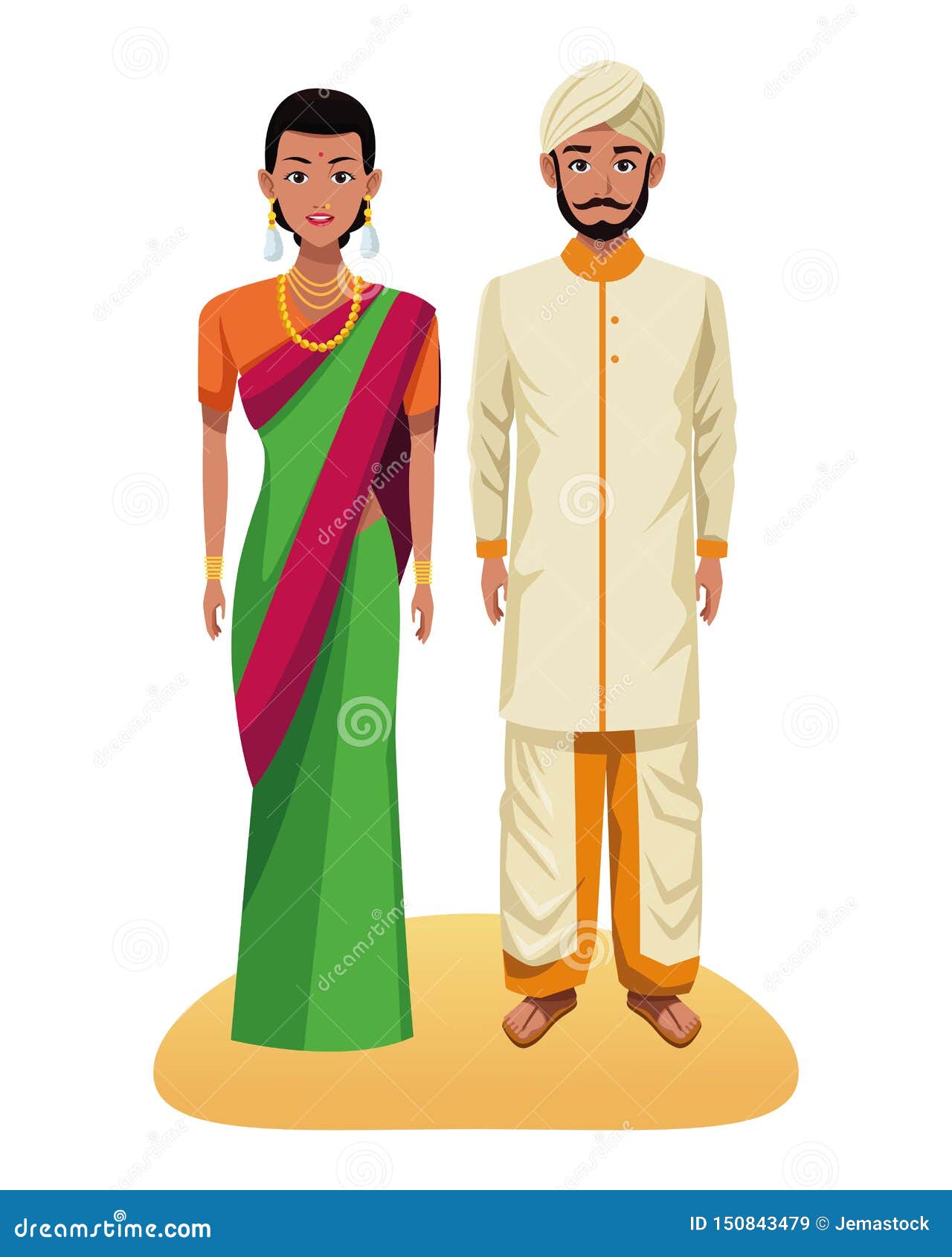 Indian Couple Avatar Cartoon Character Stock Vector - Illustration of ...