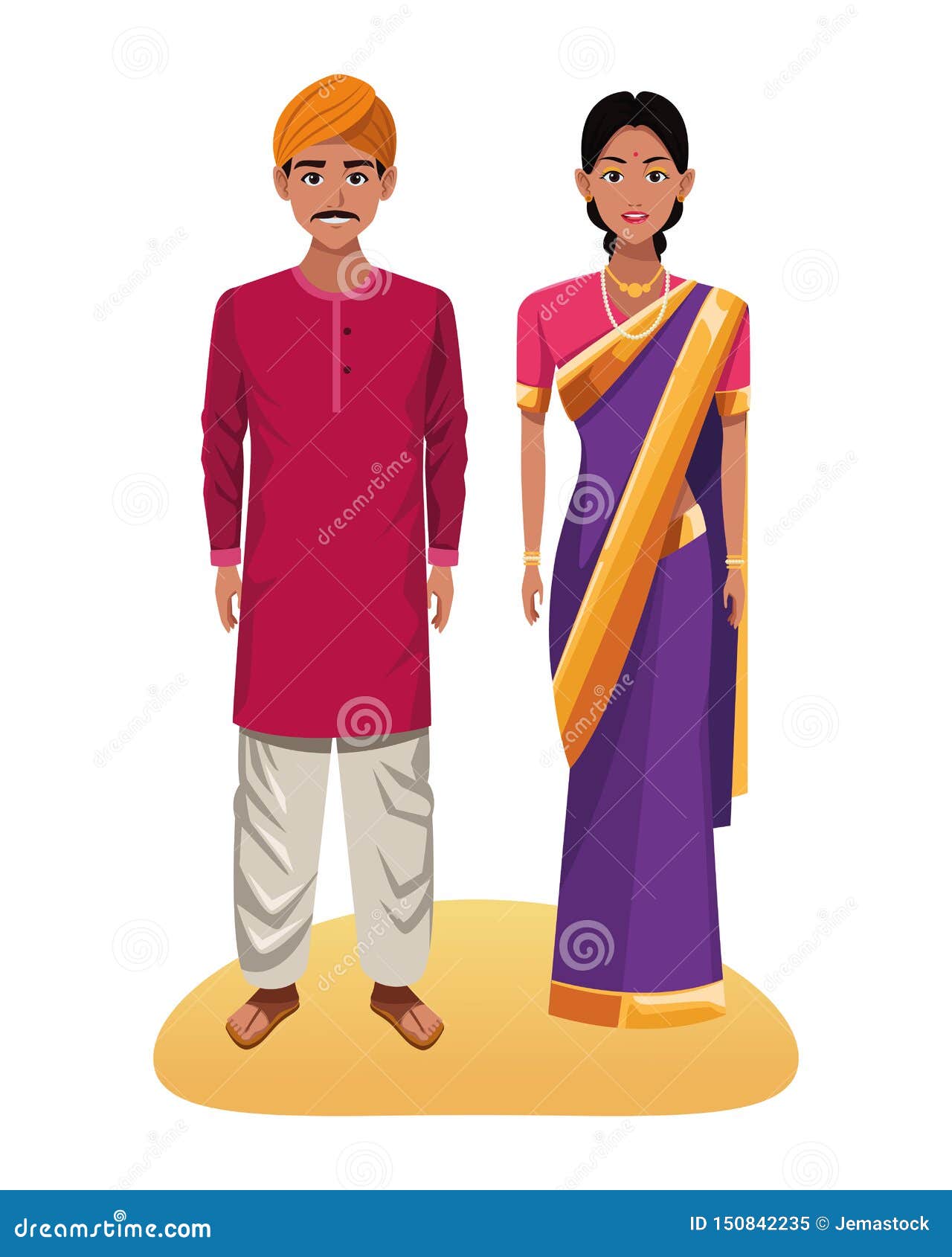 Indian Couple Avatar Cartoon Character Stock Vector - Illustration of ...