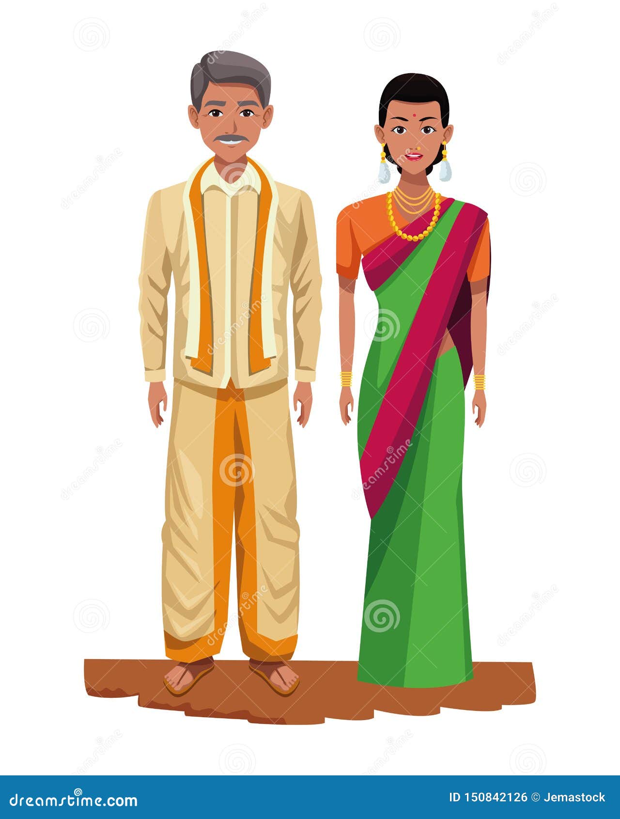 Indian Couple Avatar Cartoon Character Stock Vector - Illustration of ...