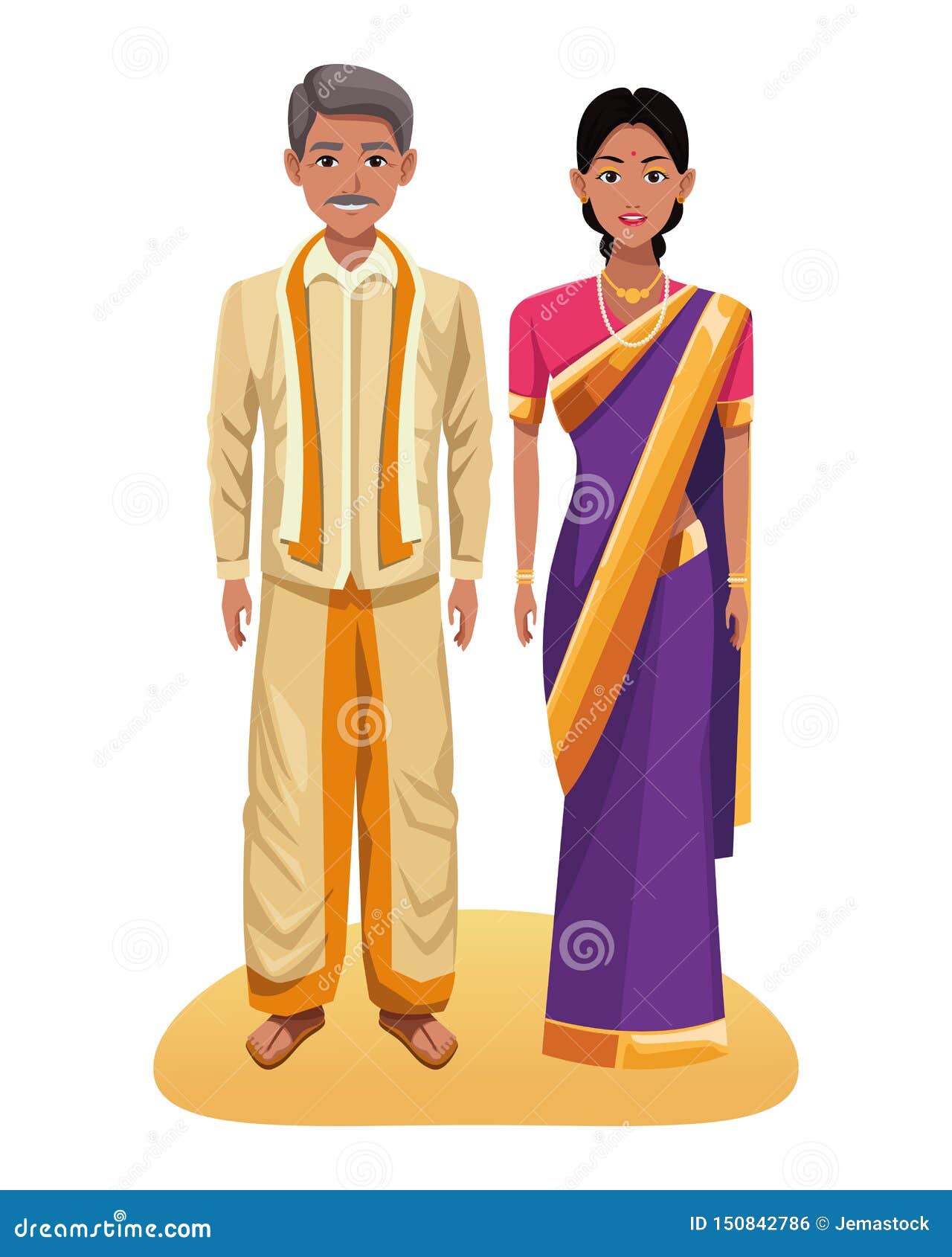 Indian Couple Avatar Cartoon Character Stock Vector - Illustration of  beauty, clothes: 150842786