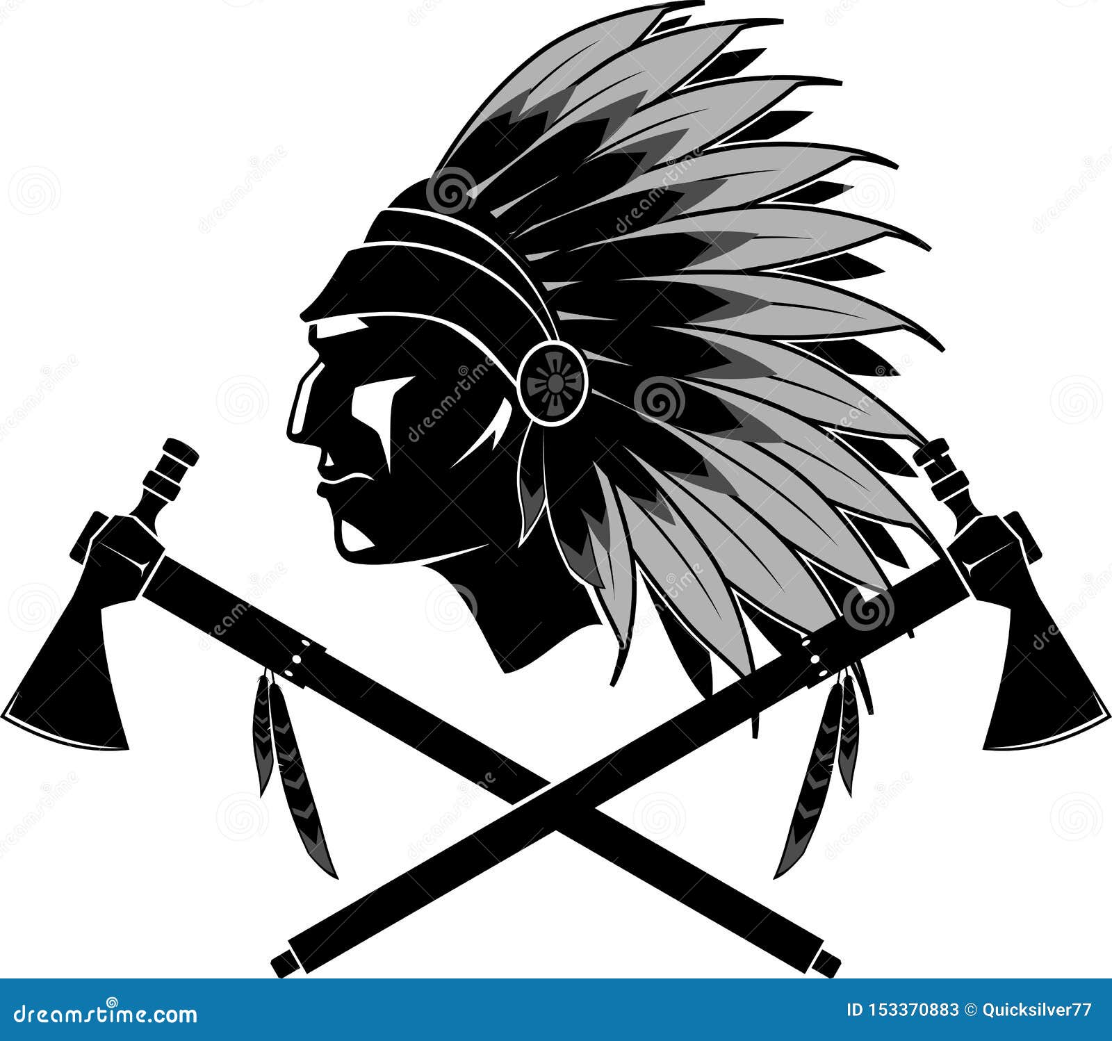 Indian with Crossed Tomahawk Axe Stock Vector Illustration of logo