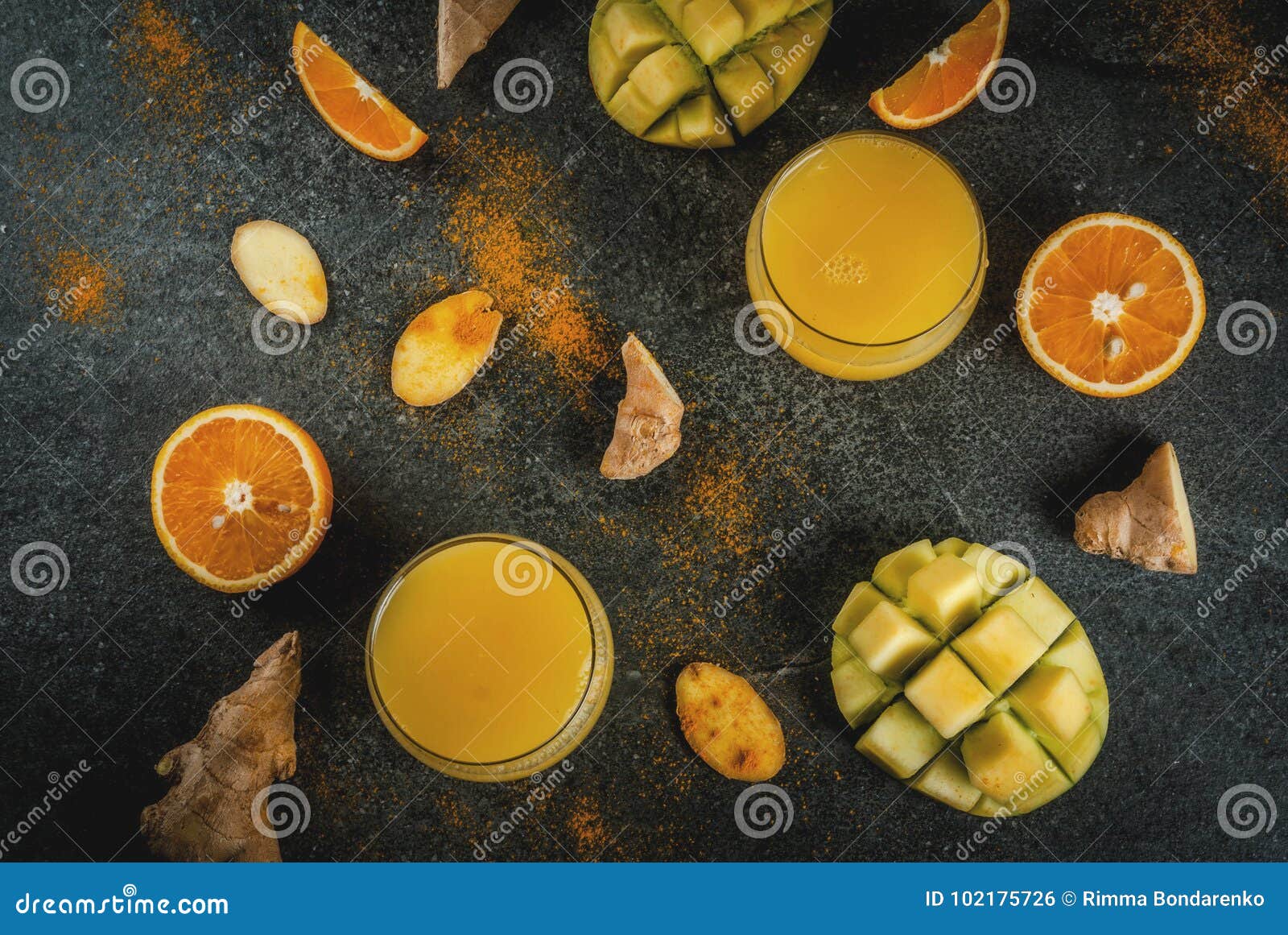 Mango, Orange, Turmeric and Ginger Smoothie Stock Photo - Image of food ...