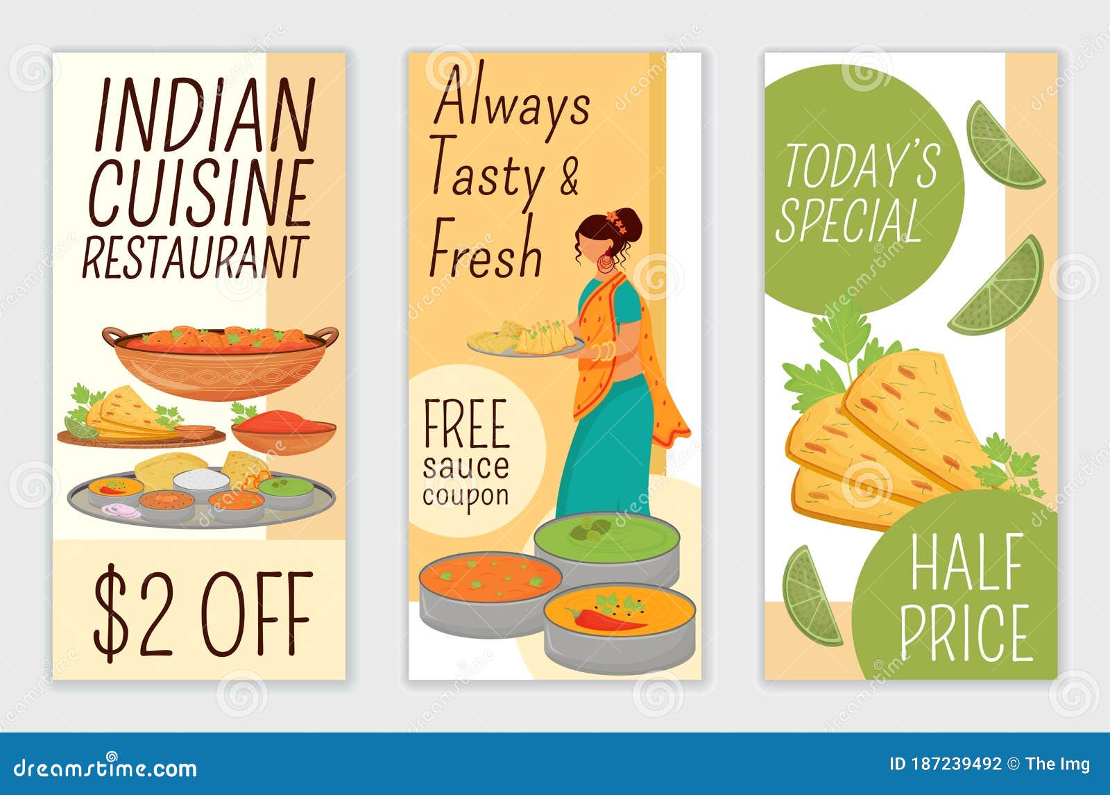 Indian Cuisine Restaurant Flyers Flat Vector Templates Set Stock Pertaining To Free Printable Flyers Templates