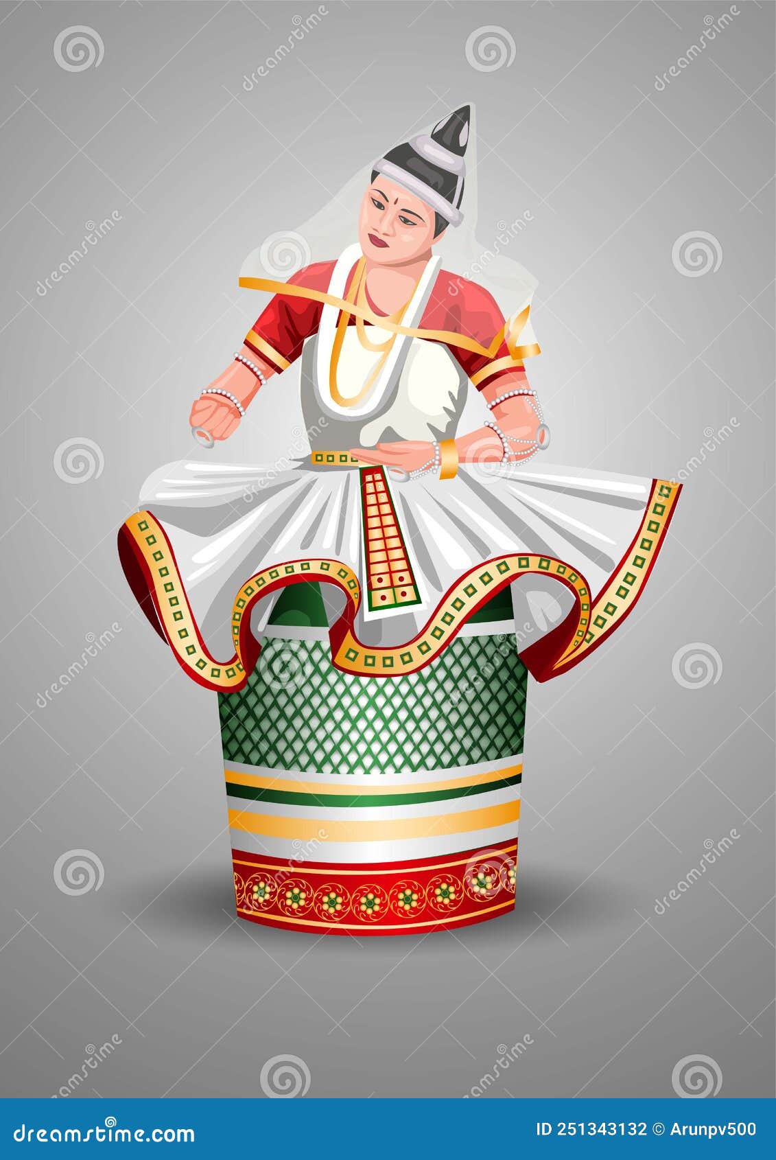 Indian Cultural Manipuri Classical Dance Performance. Vector Illustration  Design Stock Vector - Illustration of india, ethnic: 251343132