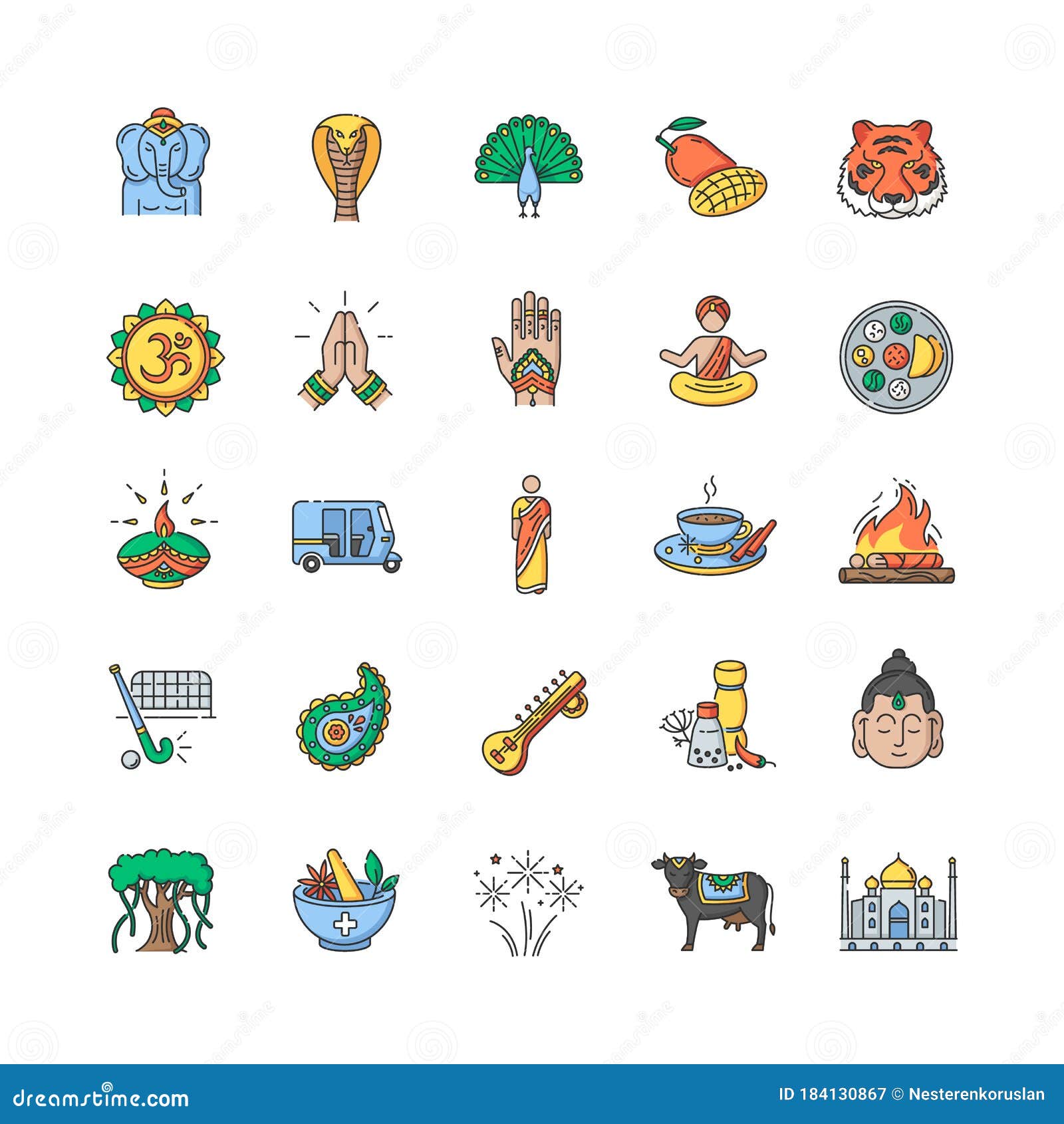 Indian Culture Religion National Icons Stock Illustrations – 225