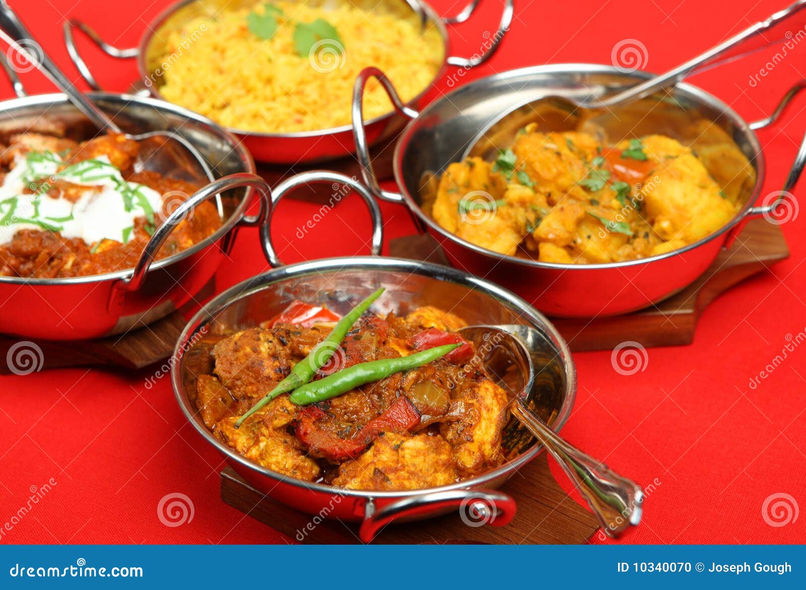 Indian Curries in Serving Dishes Stock Photo - Image of chili, jalfrezi