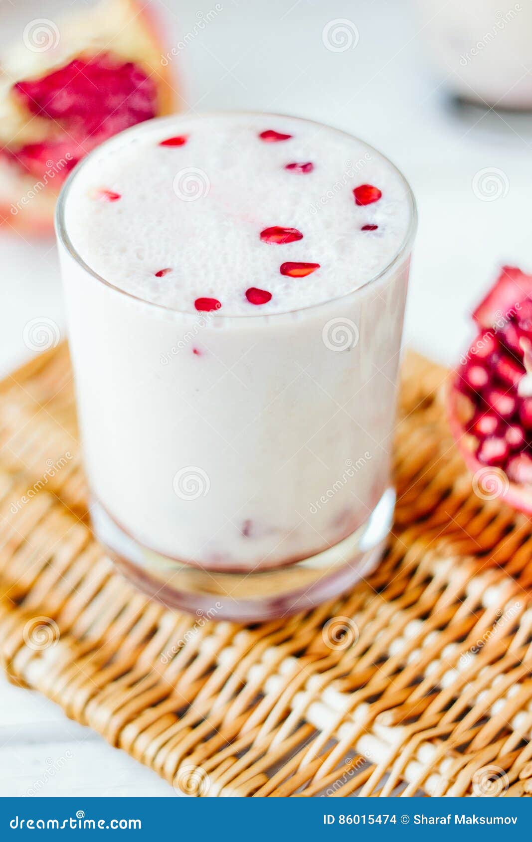 Indian Dessert Lassi with Pomegranate Stock Photo Image of glass