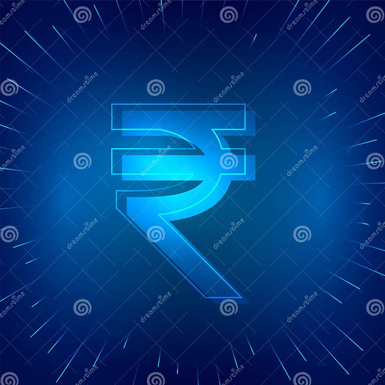 Indian Digital Rupee Symbol on Blue Background Stock Illustration