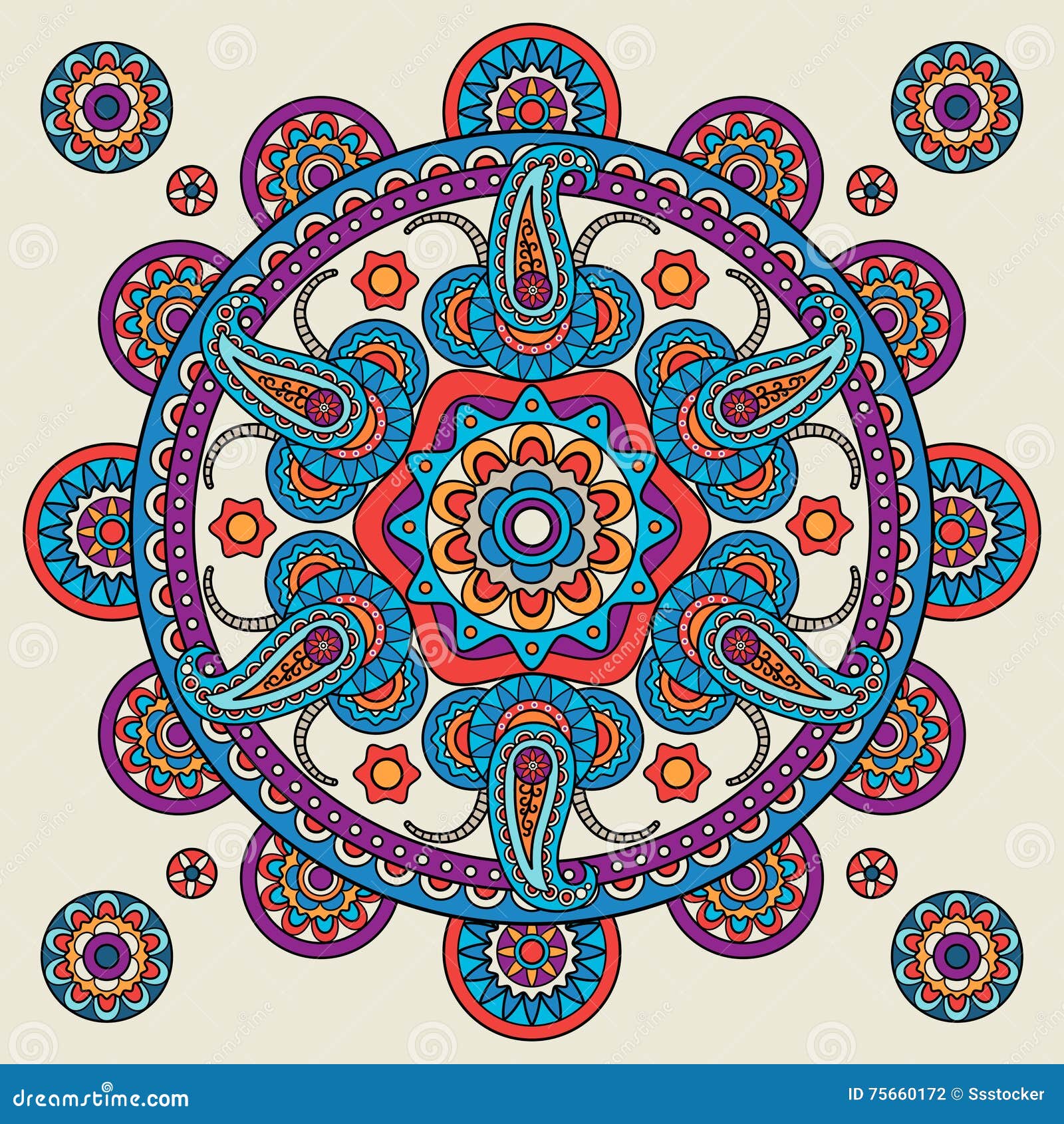 Download Indian Doodle Paisley Boho Mandala Stock Vector ...