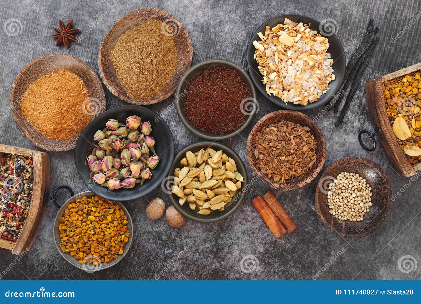 Indian Dried Spices and Nuts in Bowls Stock Image Image of anise