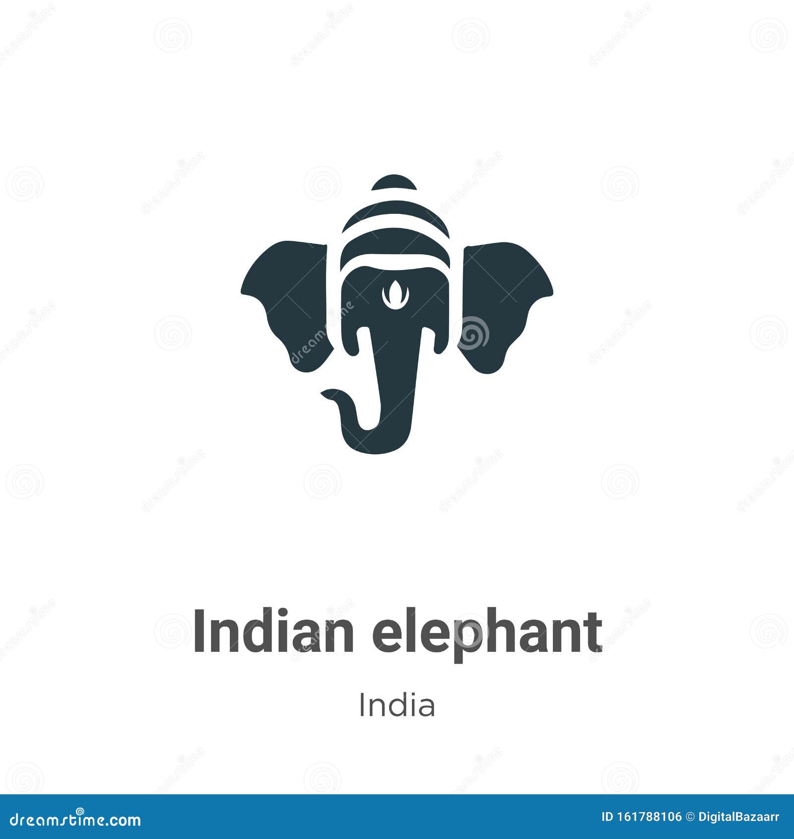Indian Elephant Vector Icon on White Background. Flat Vector Indian