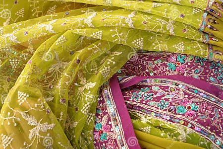 Indian fabrics stock image. Image of green, asia, colorful - 616729