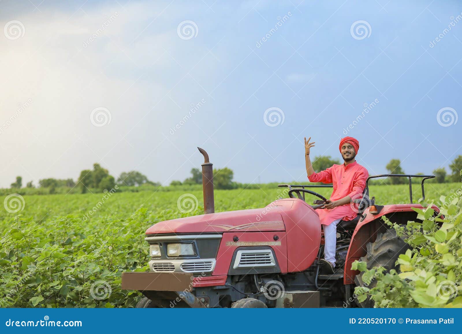 Indian Farmer Working with Tractor at Field Stock Photo Image of