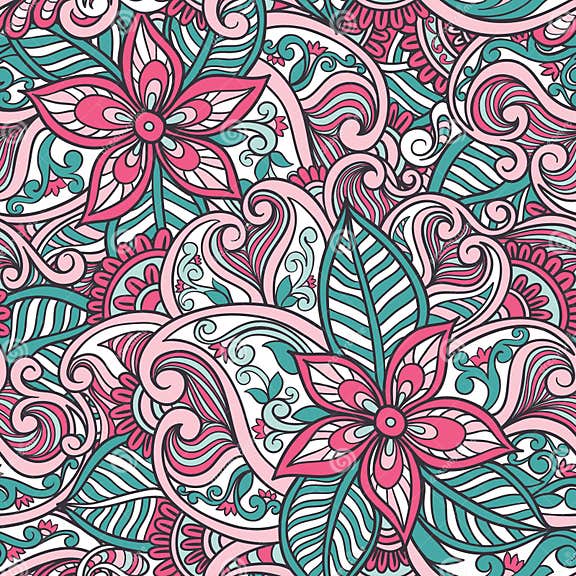 Indian Floral Seamless Pattern Stock Vector - Illustration of texture ...