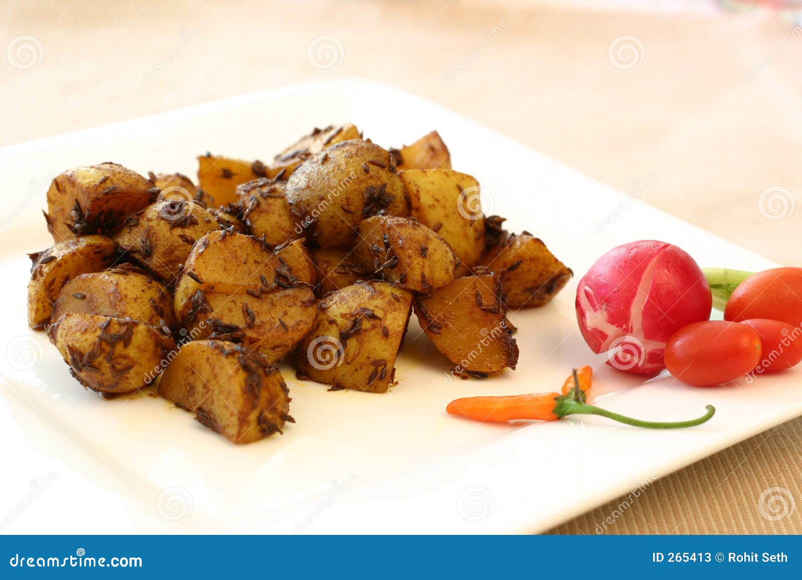 Indian Food Series - Spicy Potatoes Stock Image - Image of chillies