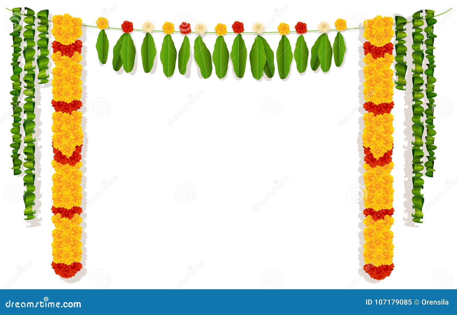 indian garland of flowers and leaves. religion festive holiday decoration