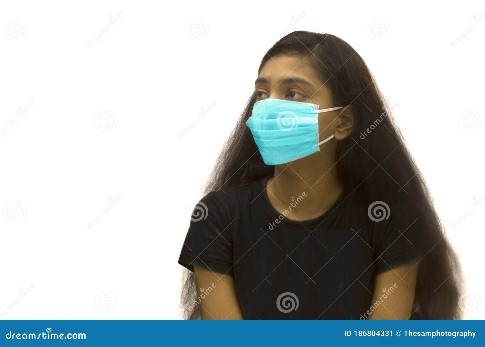 Indian Girl with a Face Mask Stock Image Image of face, white 186804331
