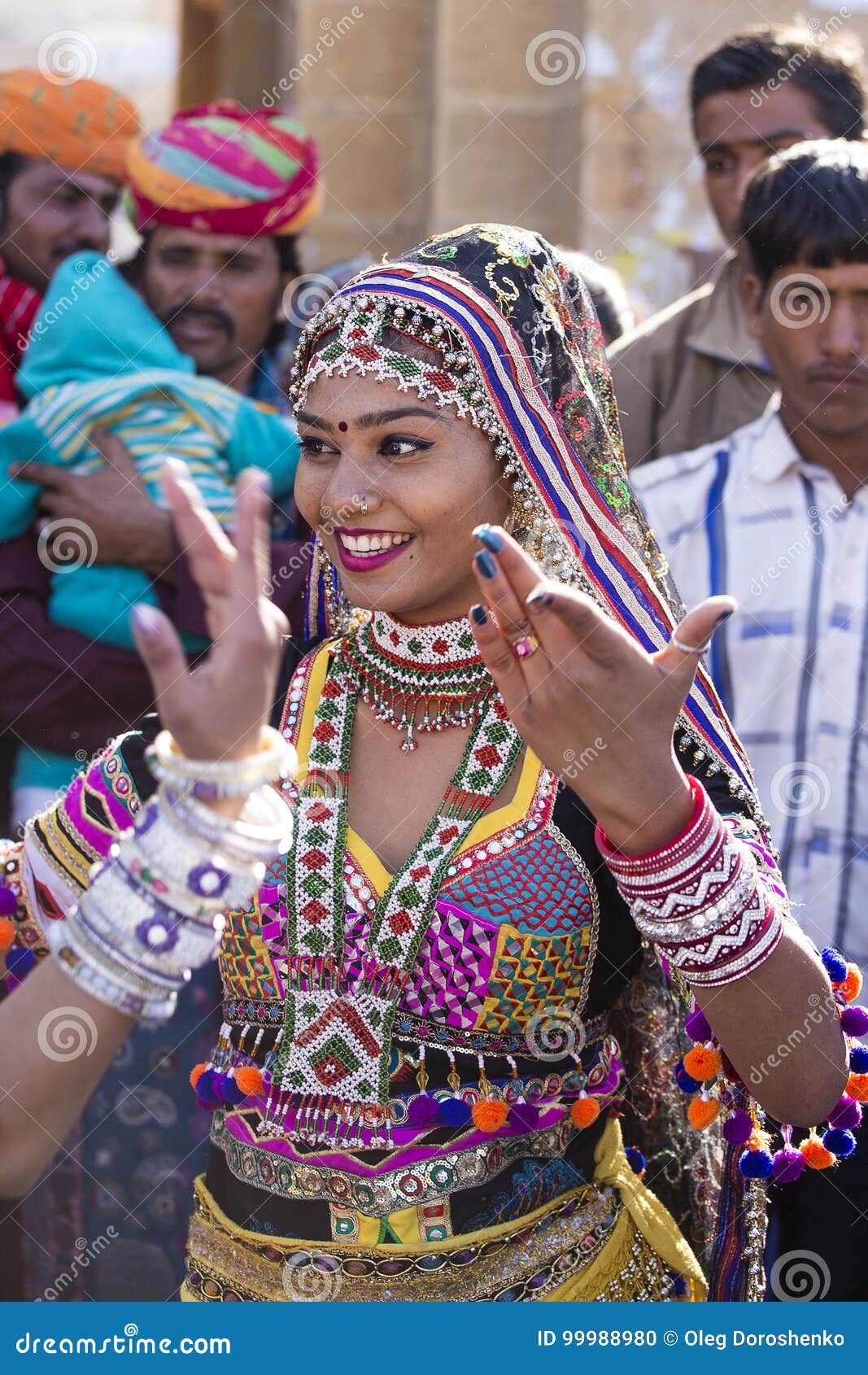Indian Girl Wearing Traditional Rajasthani Dress Participate in ...