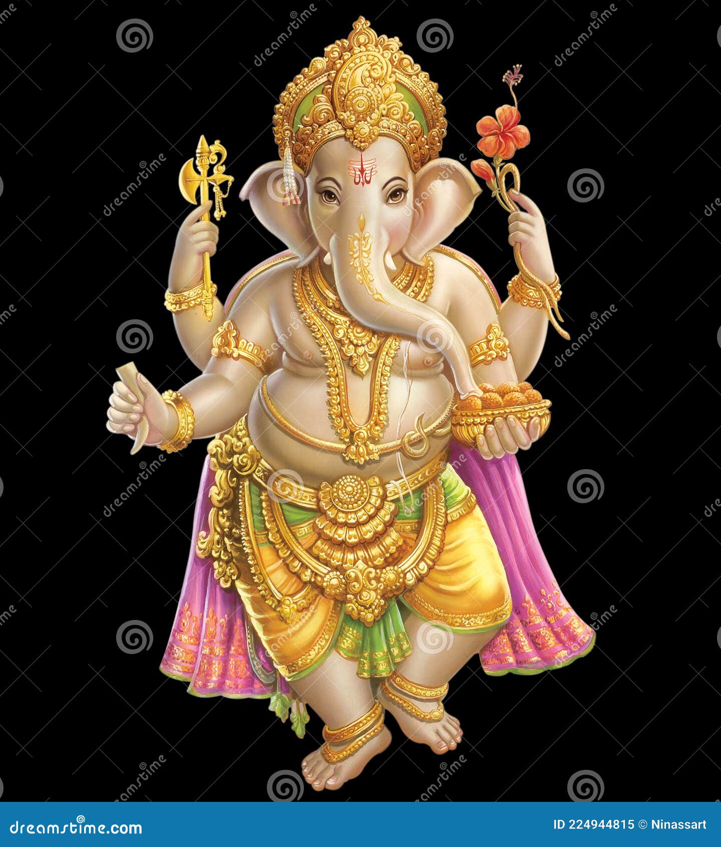 Digital Painting of Lord Ganesha in Black Background Stock Illustration -  Illustration of ganesh, hinduism: 224944815