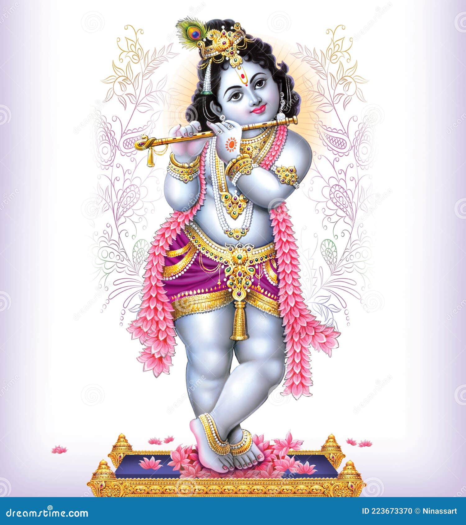 High-Resolution Digital Paintings of Lord Murlidhar Krishna in White ...