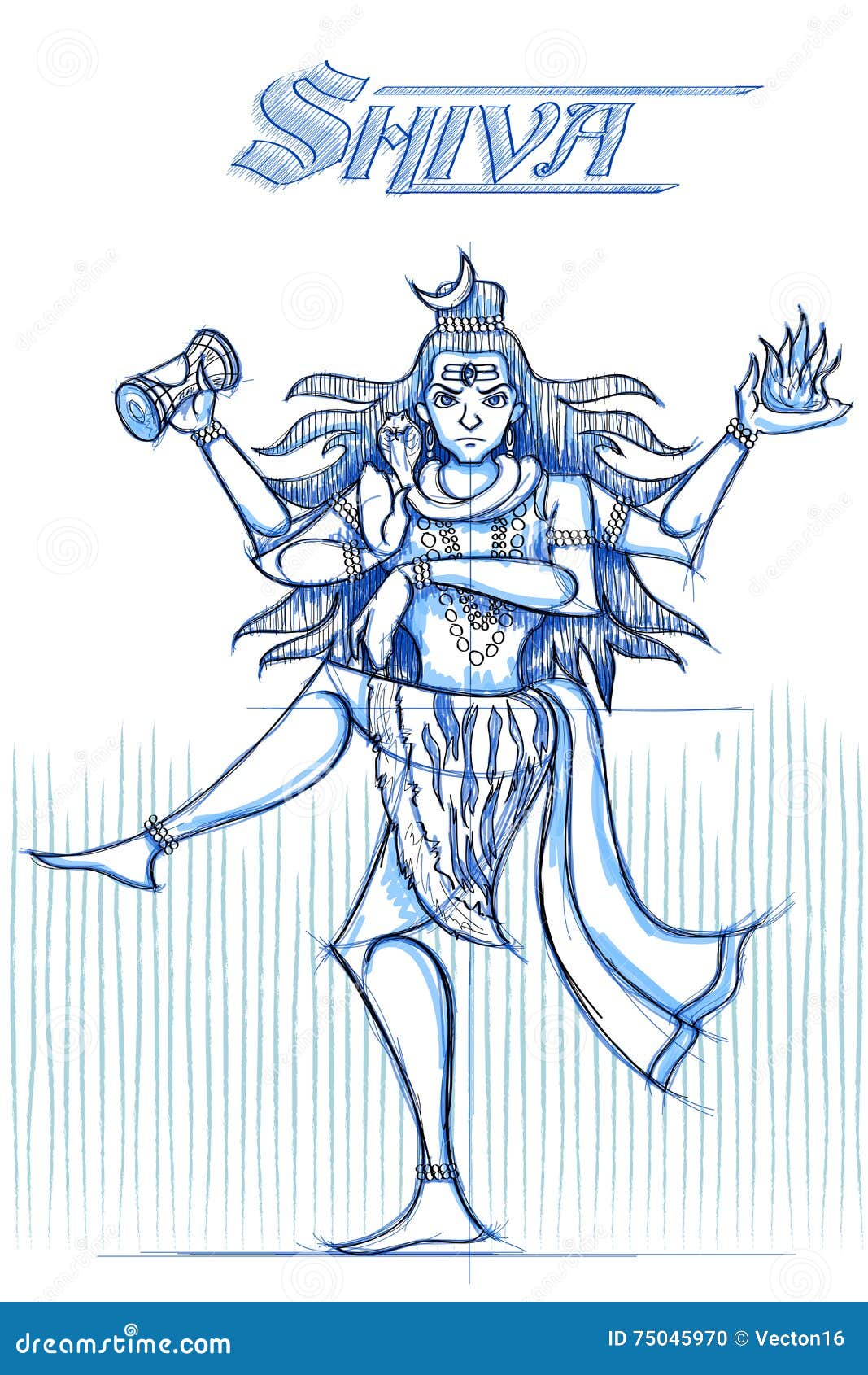 Indian God Shiva in Sketchy Look Stock Vector - Illustration of ...