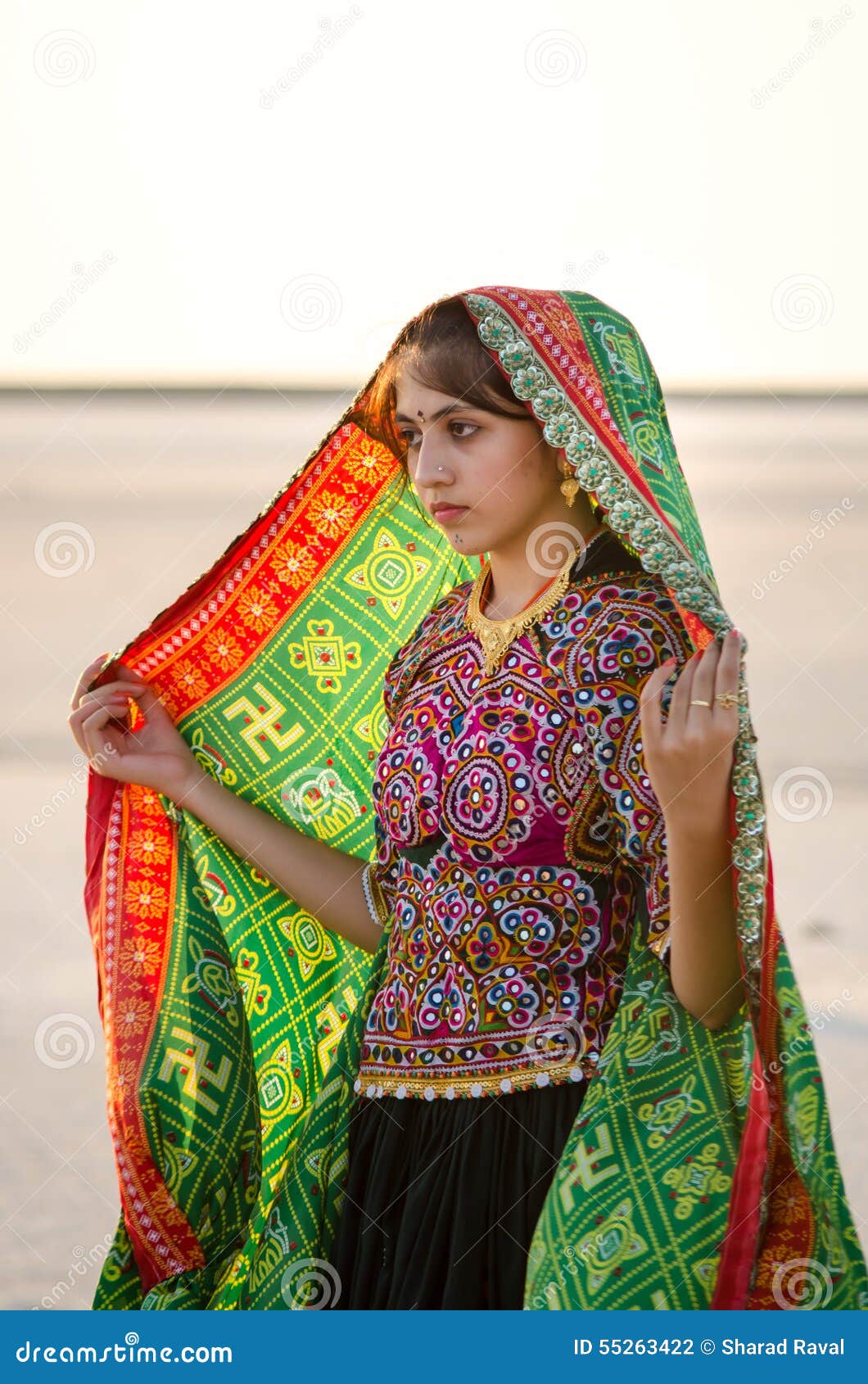 Indian Gujarati Village Young Girl Editorial Phot