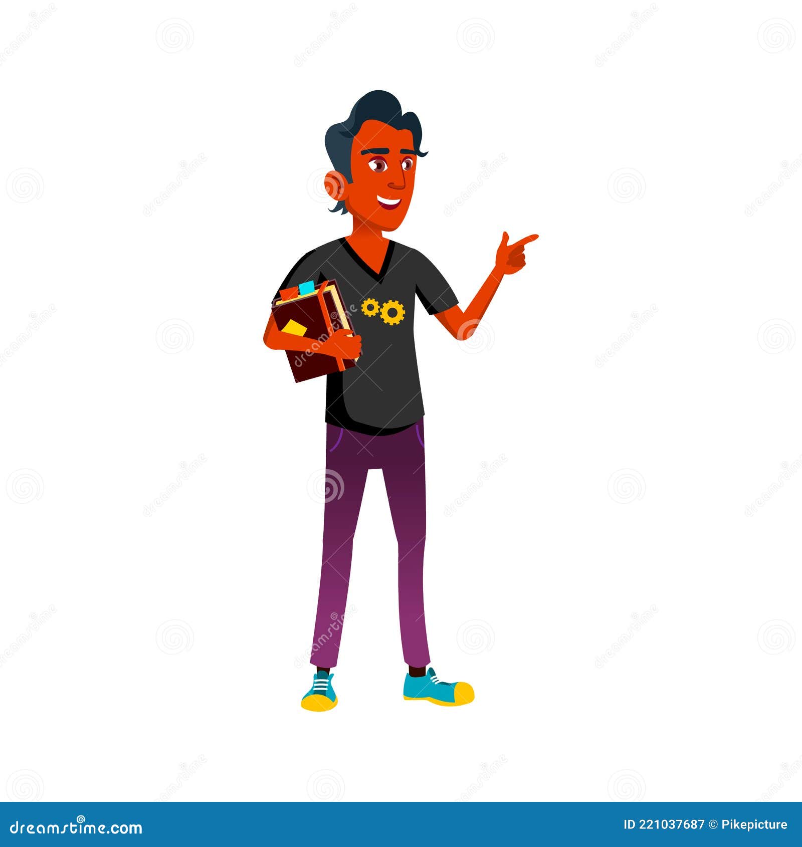 Indian Guy Student with Book in Academy Cartoon Vector Stock Vector -  Illustration of college, indian: 221037687