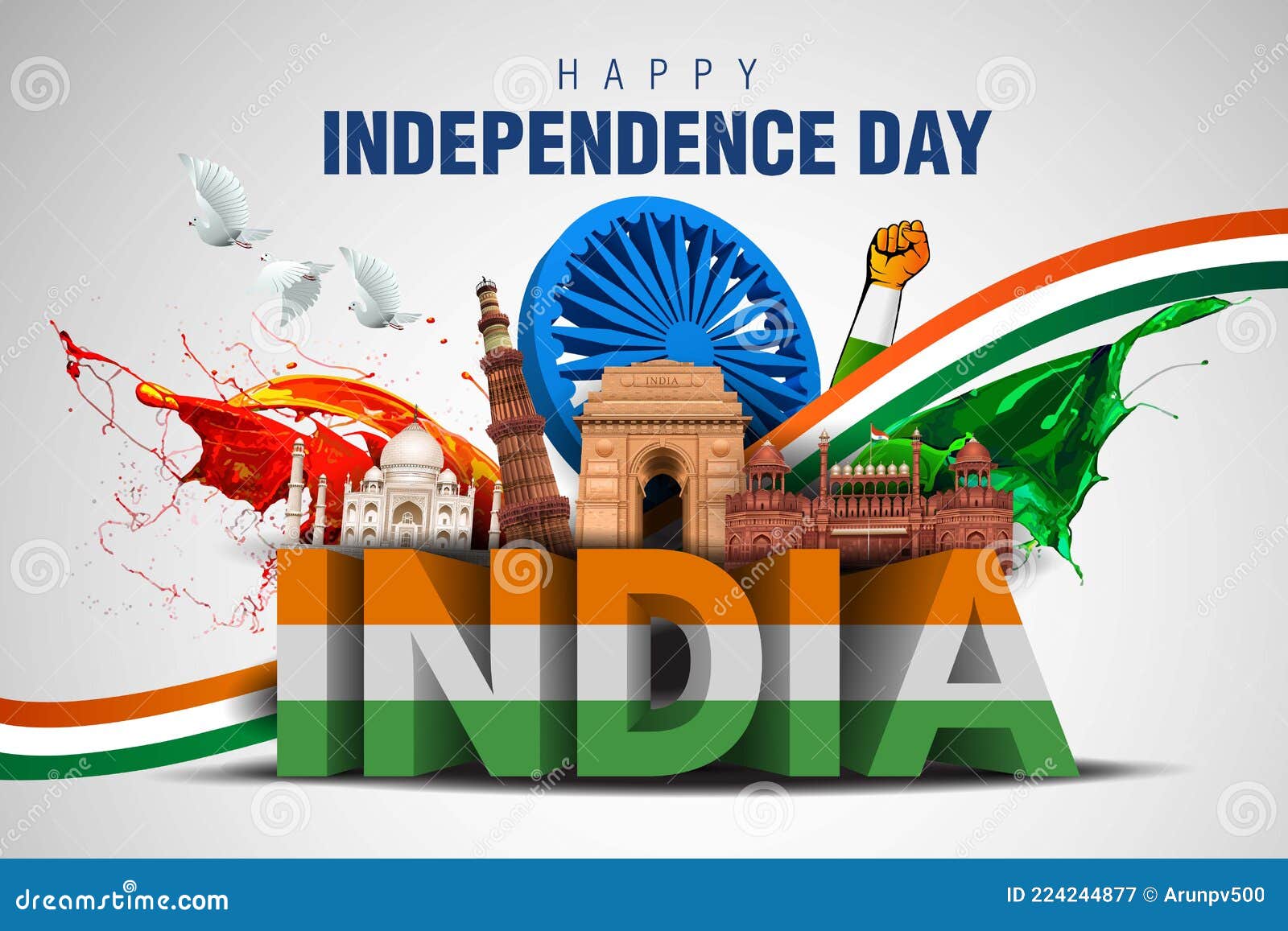 Indian Happy Independence Day Celebrations with Stylish 3d India ...