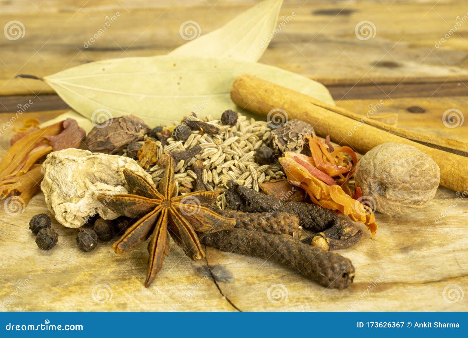 Indian Hot Spices Isolated on Wooden Background Stock Image Image of culture, organic 173626367