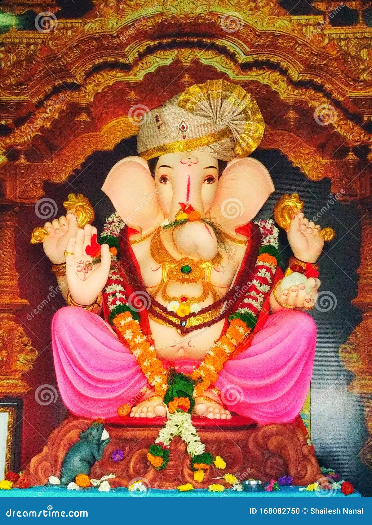 Indian Icon of a Lord Ganesh Stock Photo - Image of color, golden ...