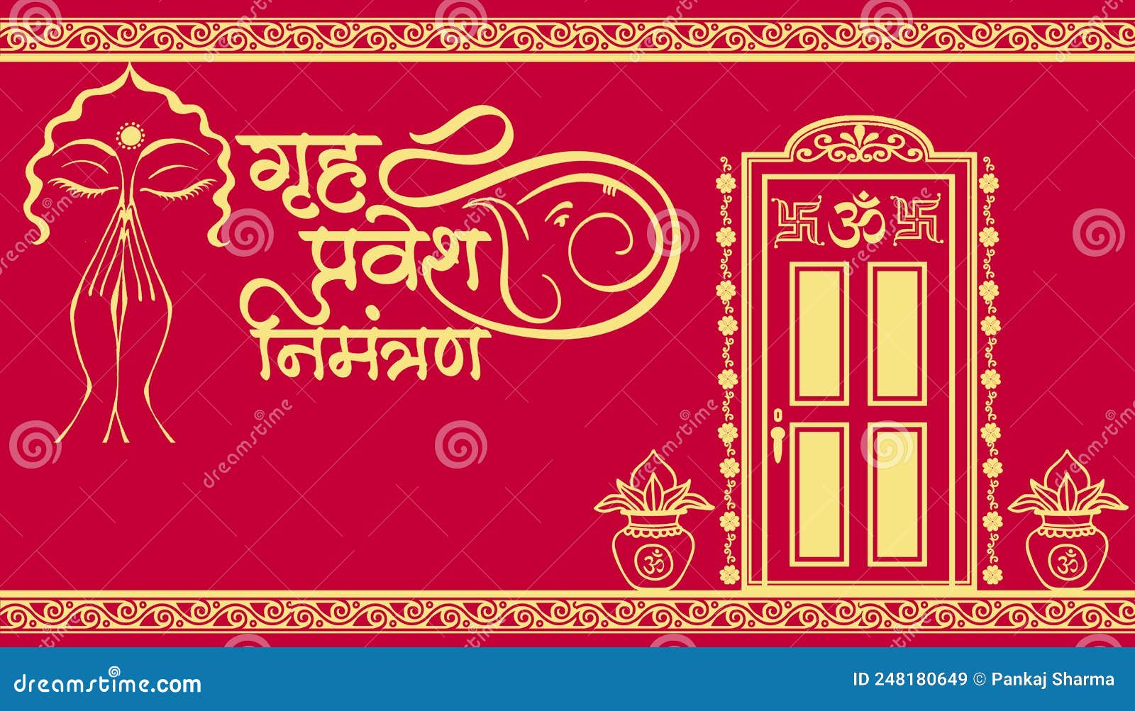 Indian Invitation Card, Griha Pravesh Nimantran Card, New Home Inauguration  Card, Indian Wedding Card, Translation - Griha Pravesh Stock Illustration -  Illustration of marriage, background: 248180649