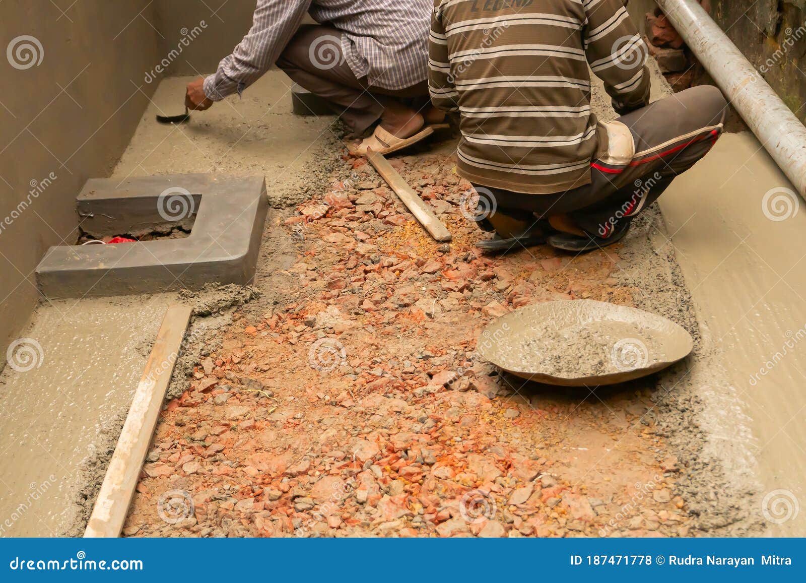 Indian Labours Plastering Using Trowel Stock Photo Image of indian