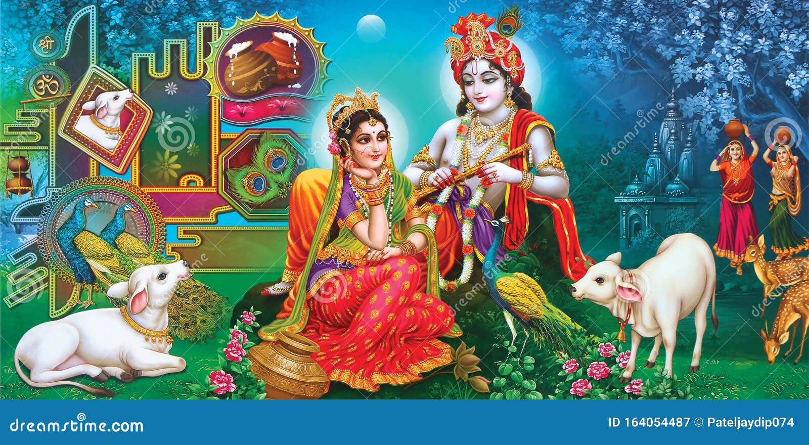 Lord Radha Krishna Beautiful Wallpaper with Background Stock Image ...