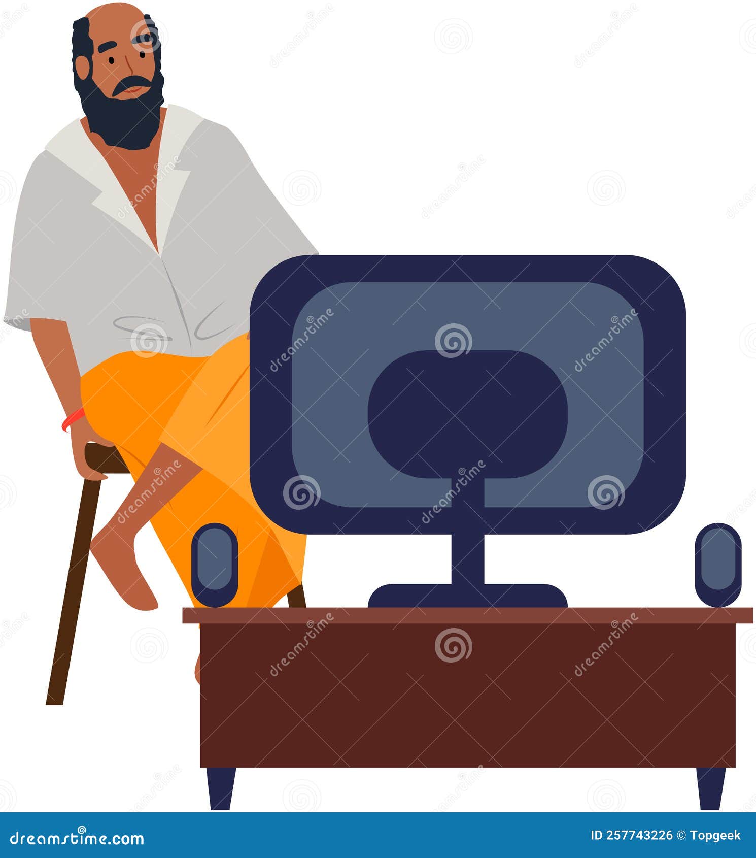 Indian Male Character Watches TV while Sitting in Chair. View His Favorite  Television Show or Movie Stock Vector - Illustration of clothes, lifestyle:  257743226