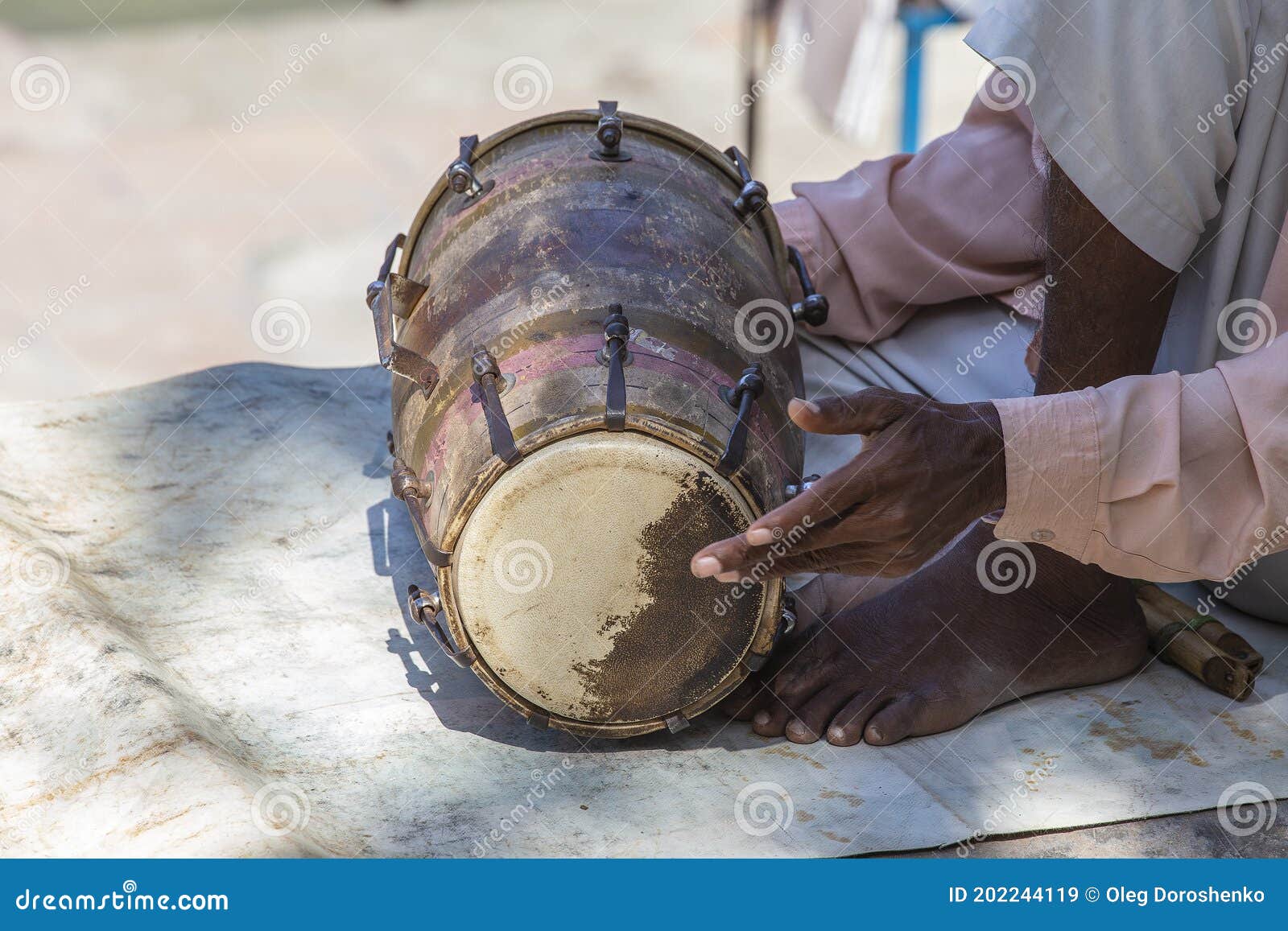 Indian Man Playing a Drum in the Hindu Temple, Rishikesh, India ...