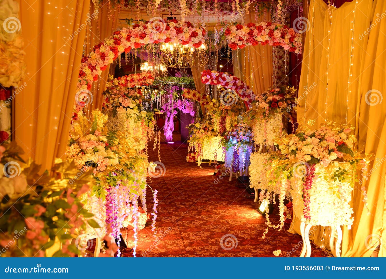 Indian Marriage Flower Decoration Entrance Stock Image - Image of ...