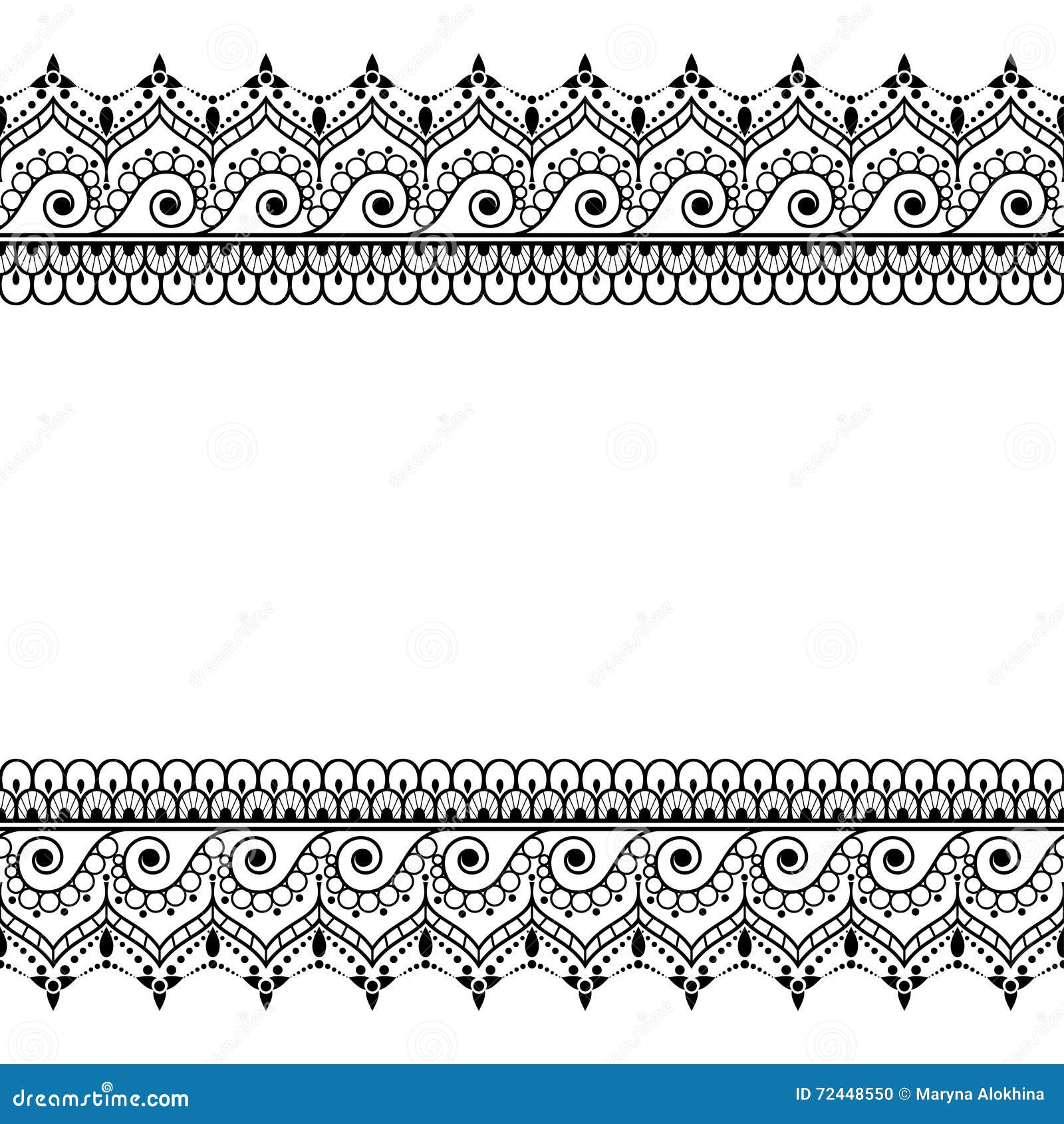 Indian, Mehndi Henna Line Lace Element Pattern Card for Tattoo on White ...