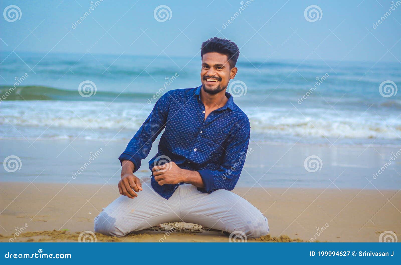 indian men model posing smiling beach sea view background handsome confident outdoor portrait young asian man 199994627
