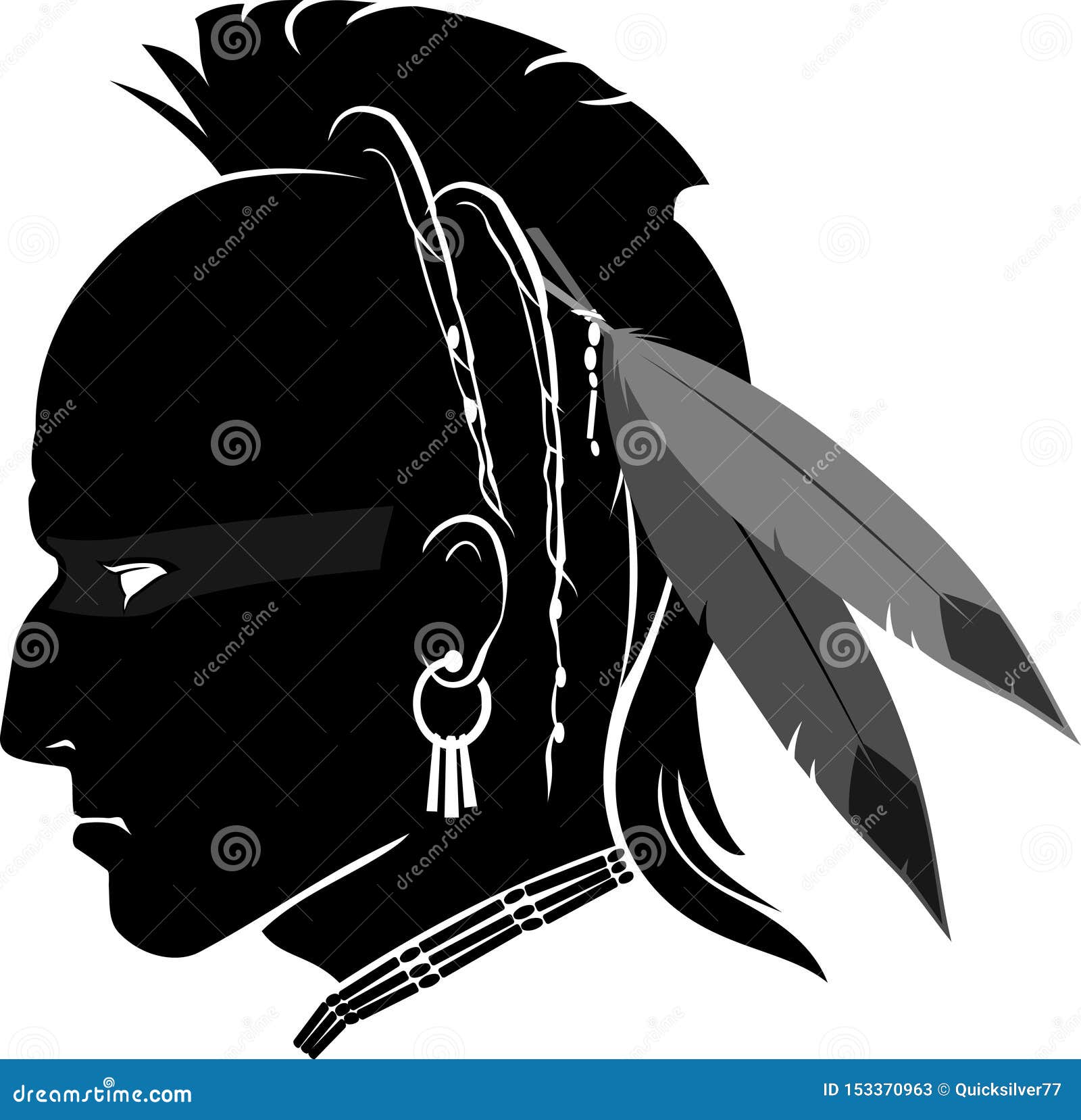Indian with Mohawk Hair stock vector. Illustration of indian - 153370963