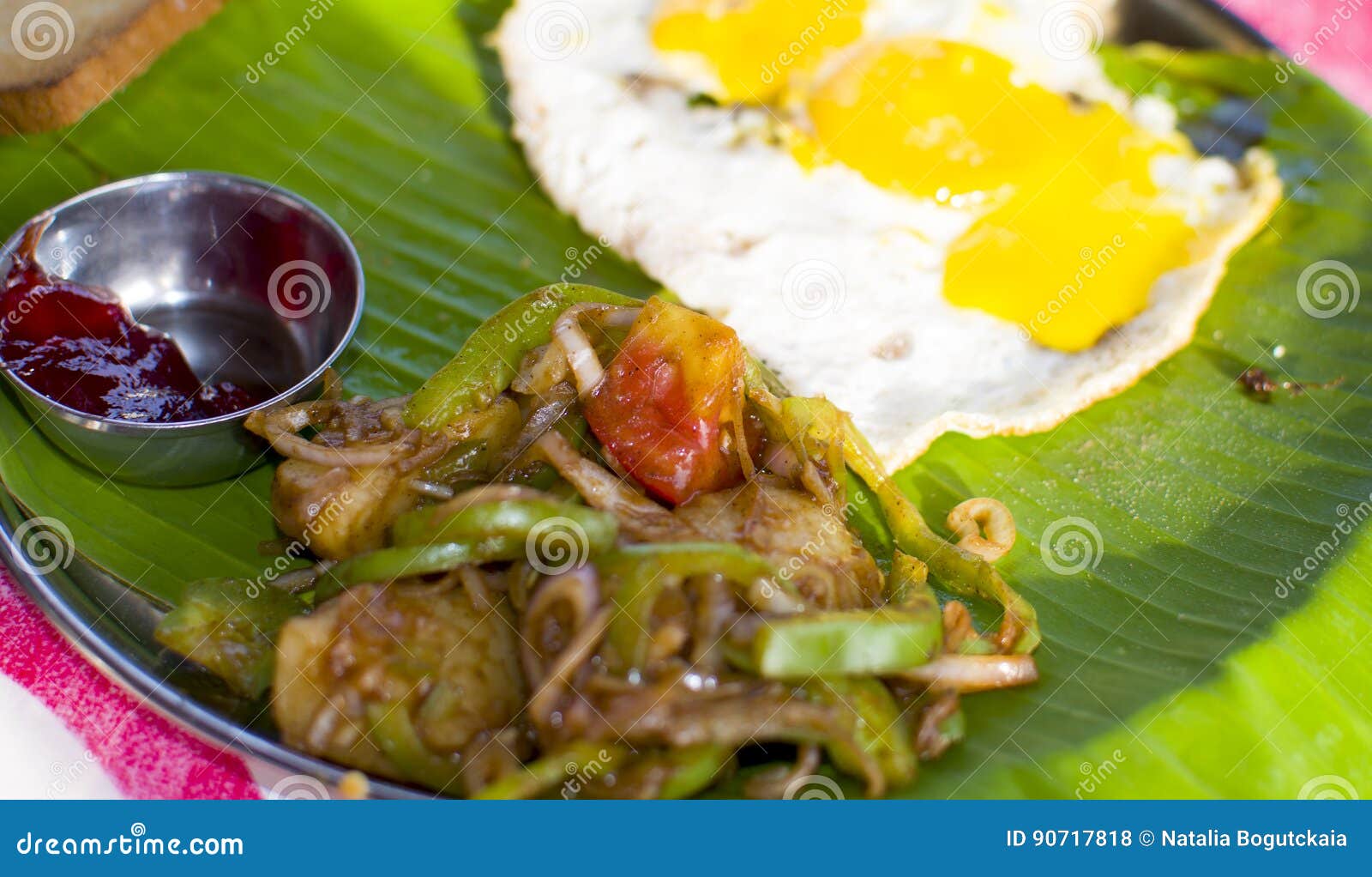 The Indian National Dish on Banana Leaves Stock Photo Image of products, bread 90717818