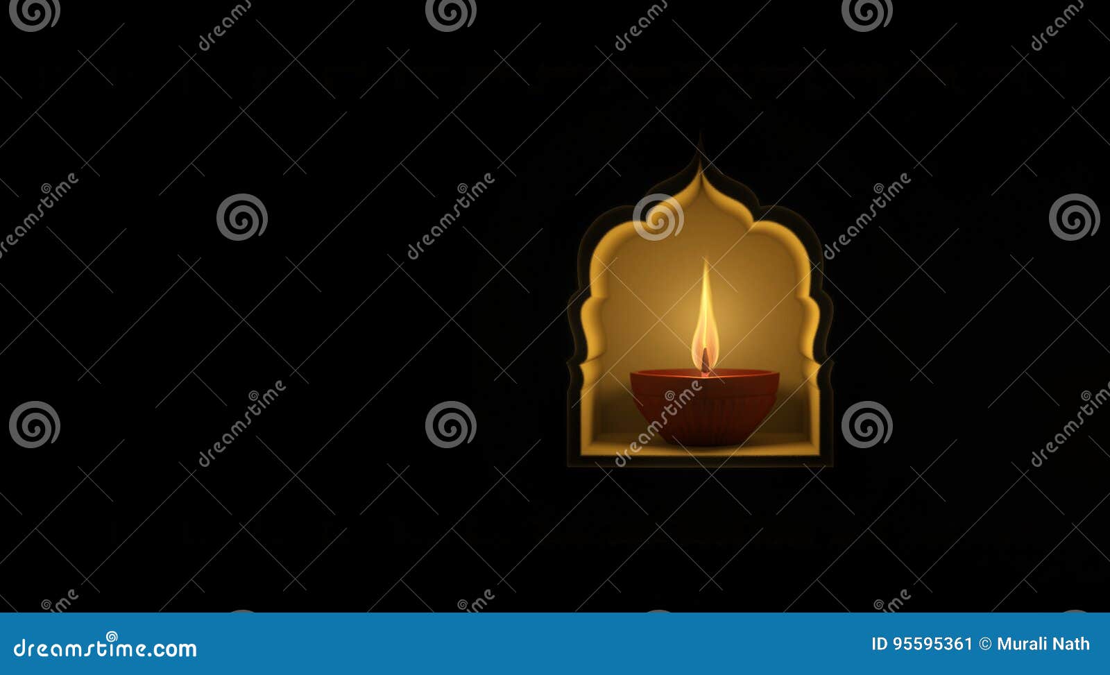Indian Oil Lamp with Traditional Design Stock Illustration