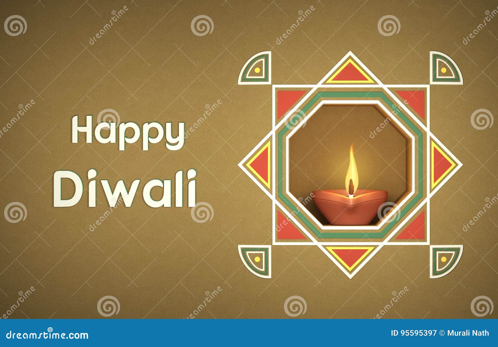 Indian Oil Lamp with Traditional Design Stock Illustration