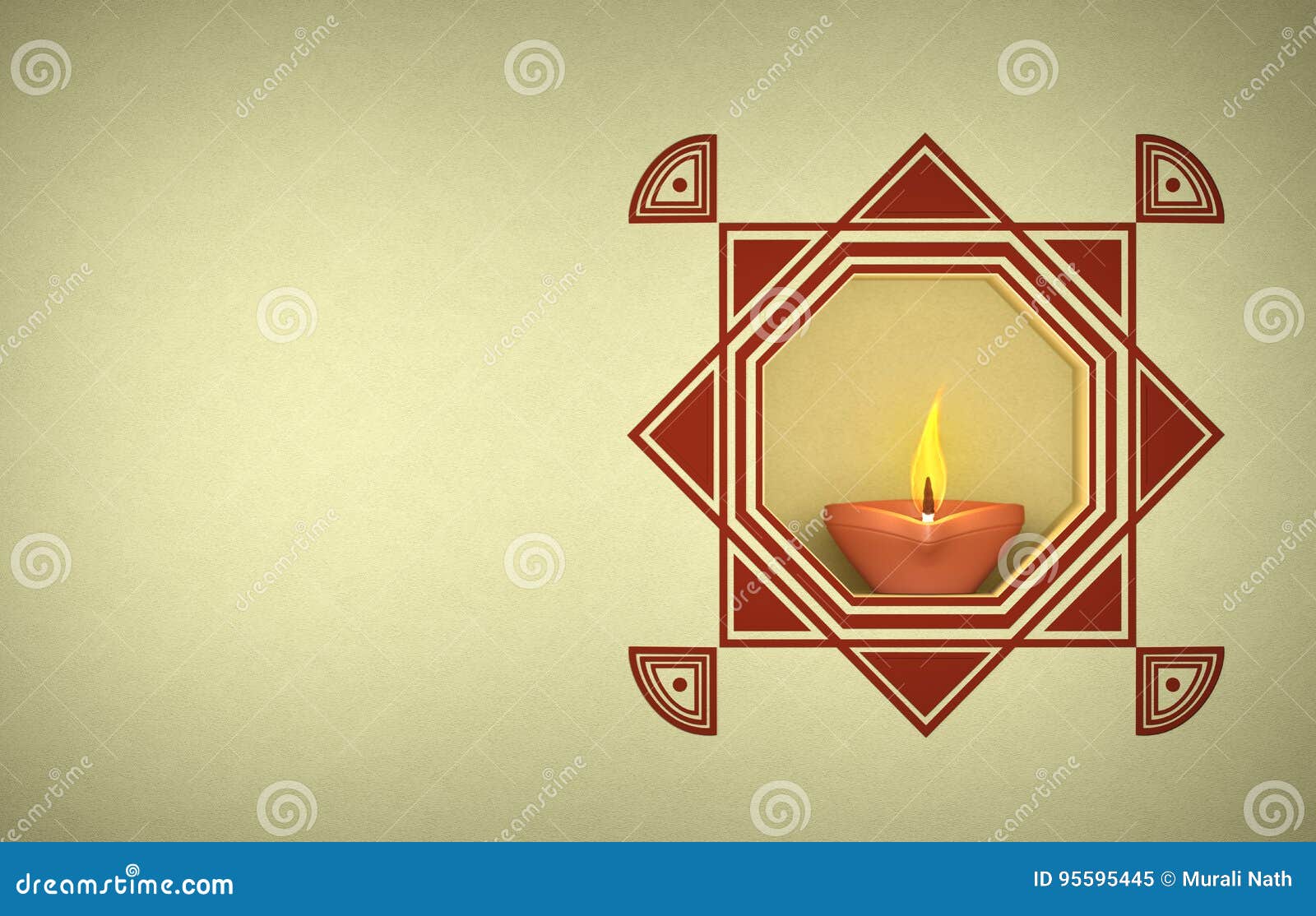Indian Oil Lamp with Traditional Design Stock Illustration