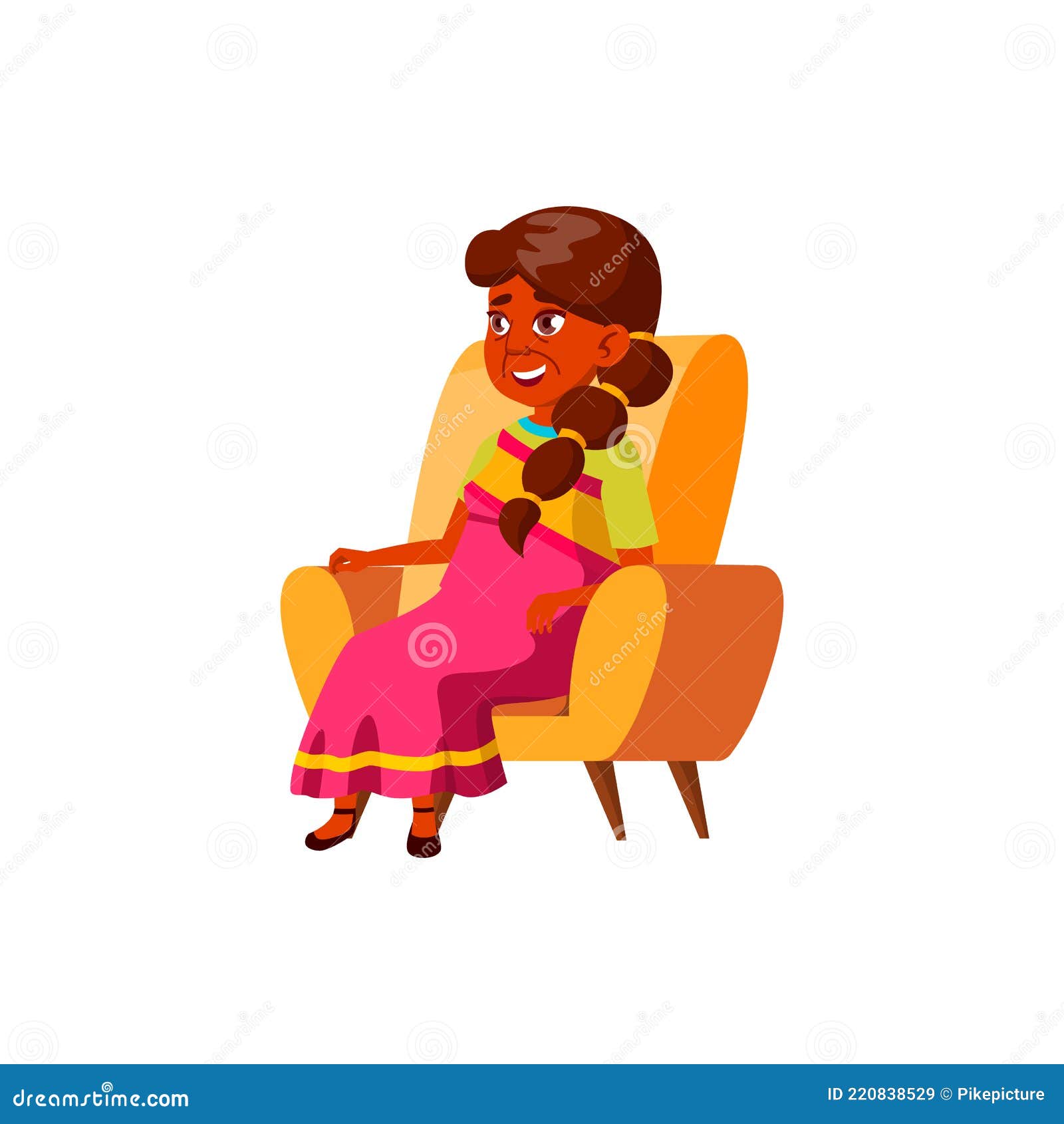 Indian Old Woman Relaxing in Living Room Armchair Cartoon Vector Stock  Vector - Illustration of isolated, people: 220838529