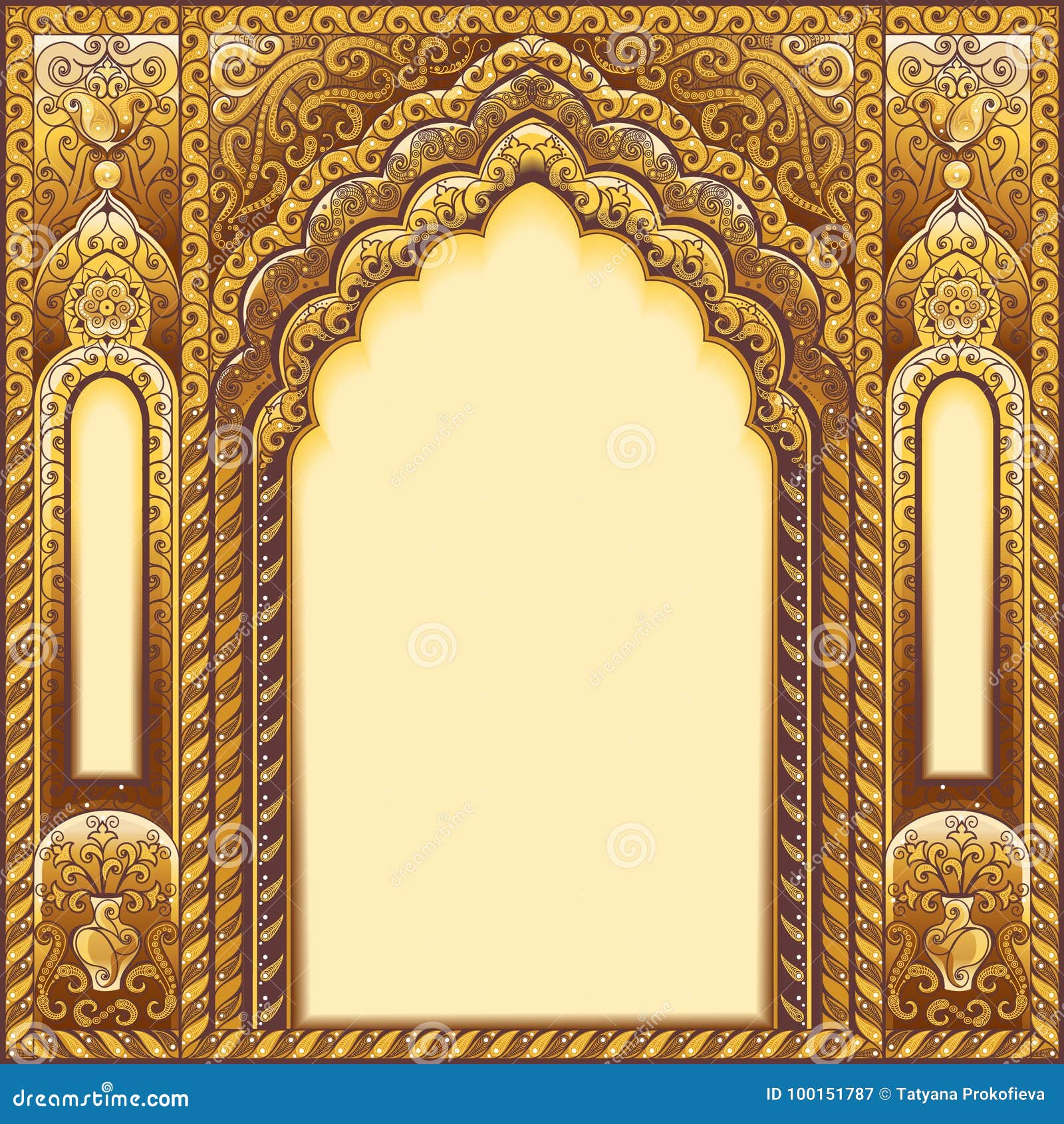 indian ornamented arch. color gold