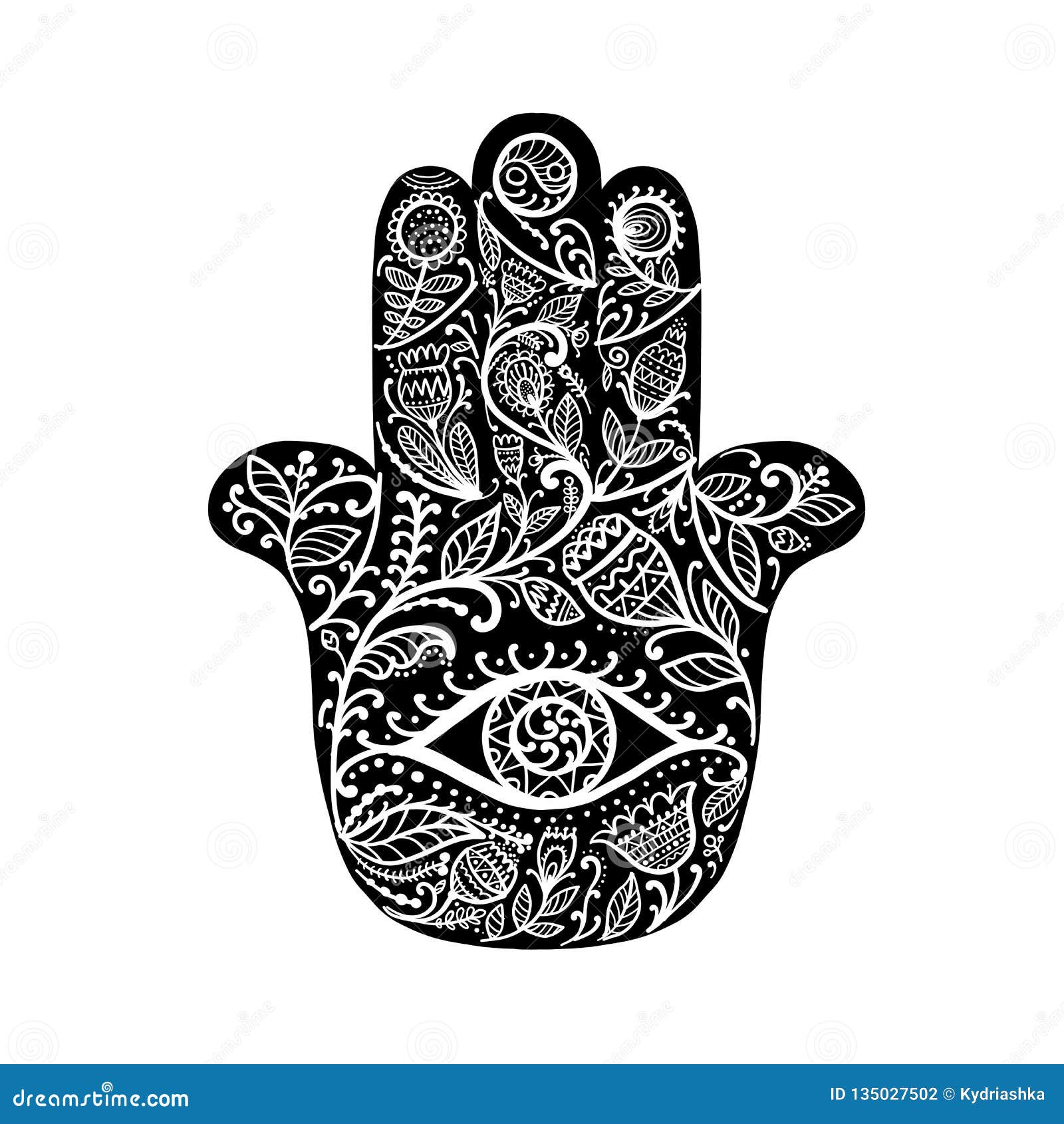 Indian Ornate Hand Hamsa, Symbol. Stock Vector - Illustration of ...