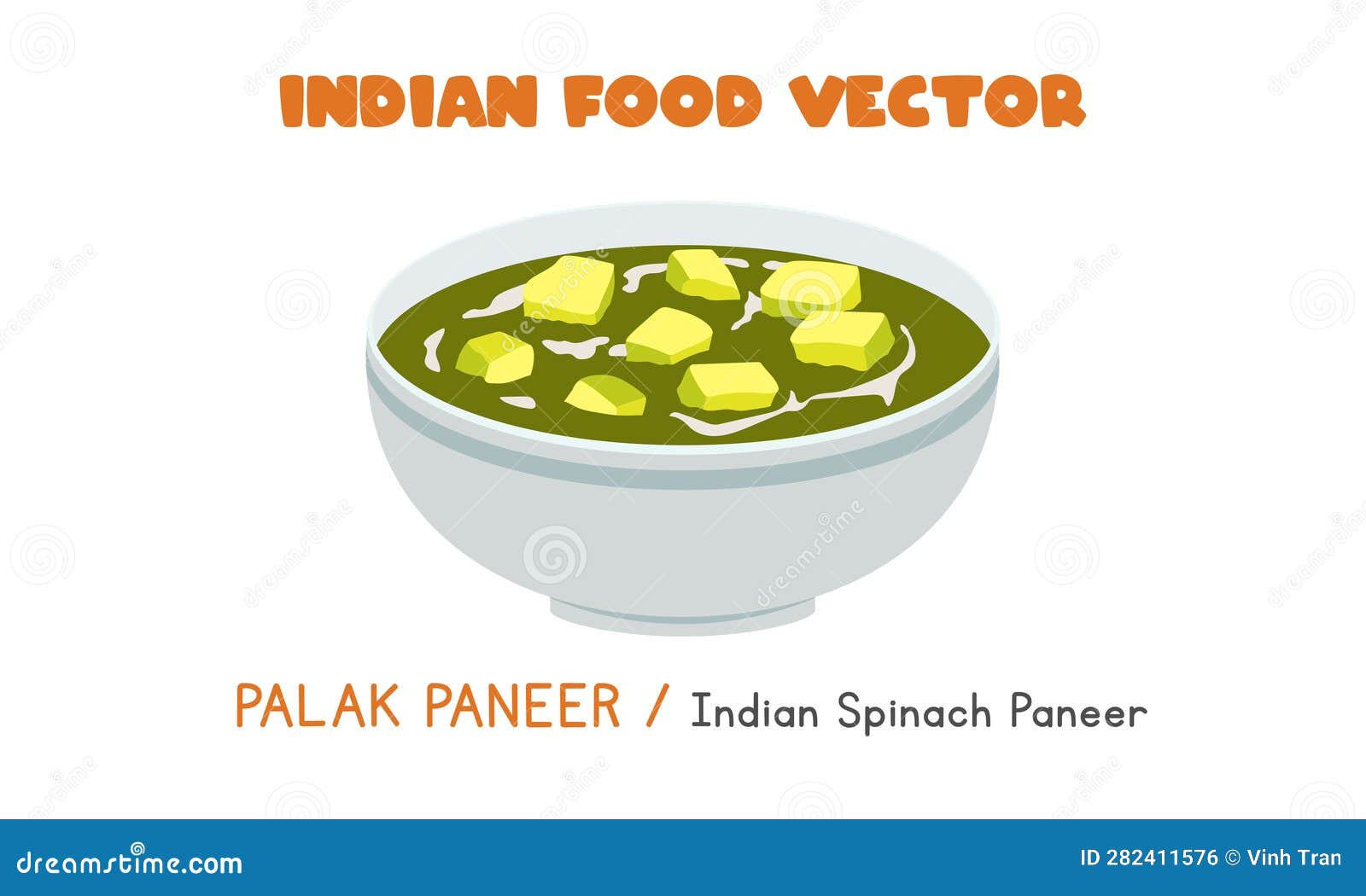 Indian Palak Paneer Of Saag Paneer - Indian Spinach Paneer Flat Vector