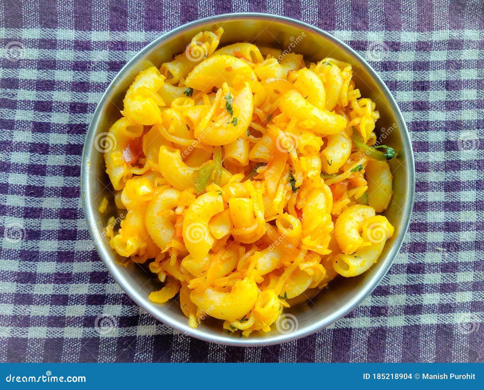 Indian Pasta with Some Noodles with Some Indian Spices Stock Photo