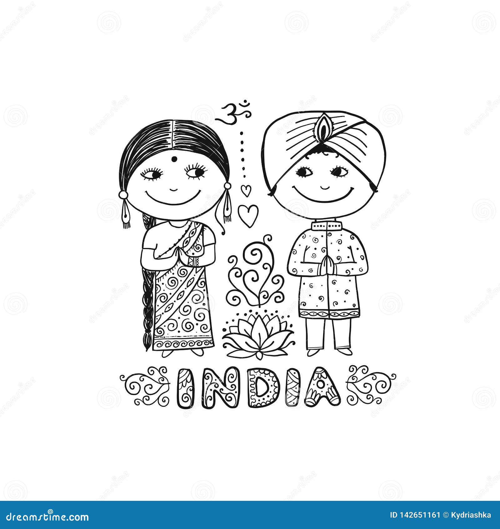 Indian People. Sketch for Your Design Stock Vector - Illustration of cartoon,  hindu: 142651161